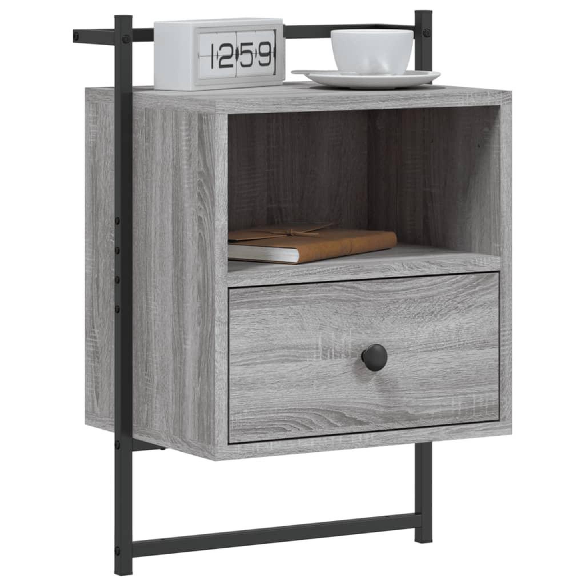 Voir la diapositive 3 : VIDAXL Table de chevet murale sonoma gris 40x30x61cm bois d'ingenierie
