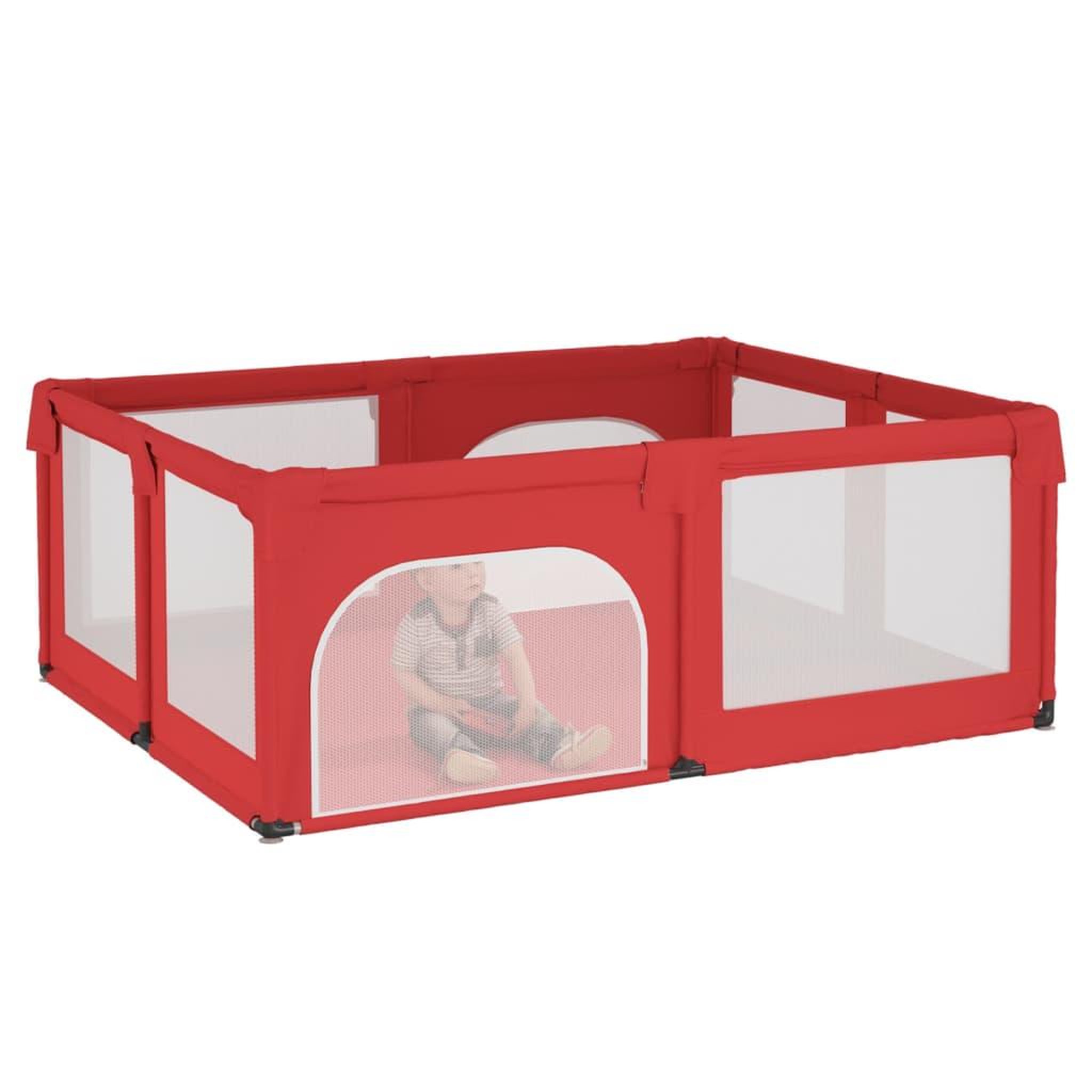 Voir la diapositive 3 : VIDAXL Parc pour bebe avec 2 portes Rouge Tissu Oxford