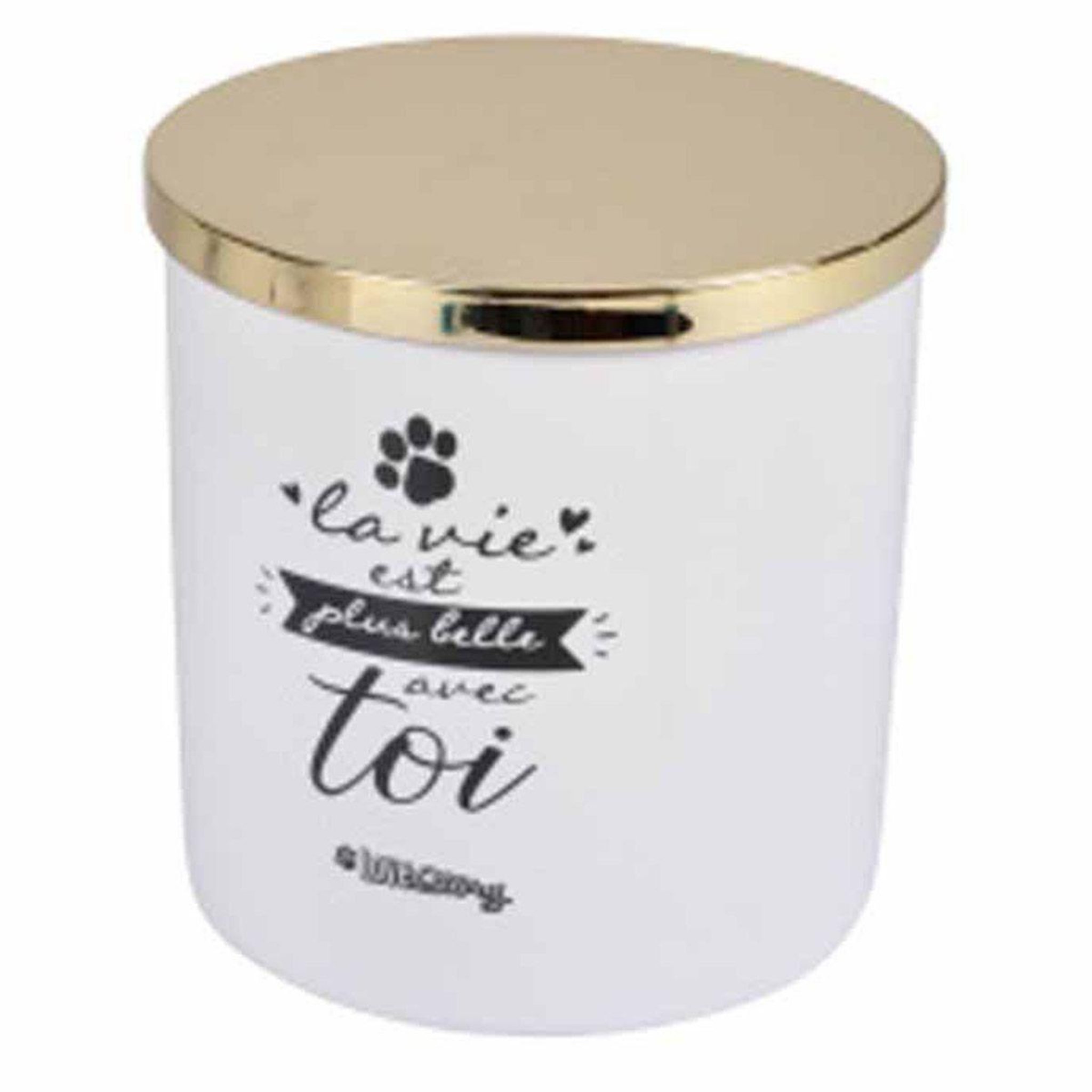 LOVE STORY Boîte à Friandises pour Chien & Chat  La Belle Vie  14cm Blanc
