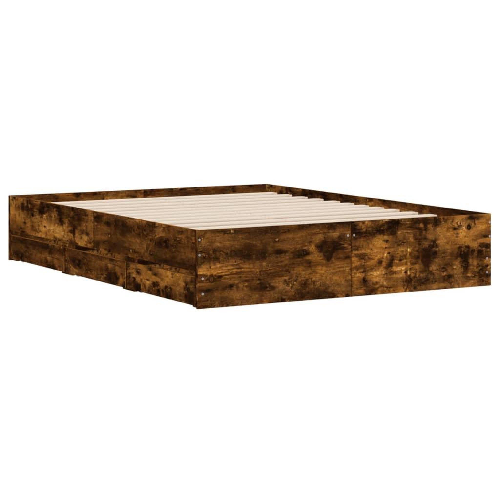 Voir la diapositive 4 : VIDAXL Cadre de lit avec tiroirs sans matelas chene fume 150x200 cm