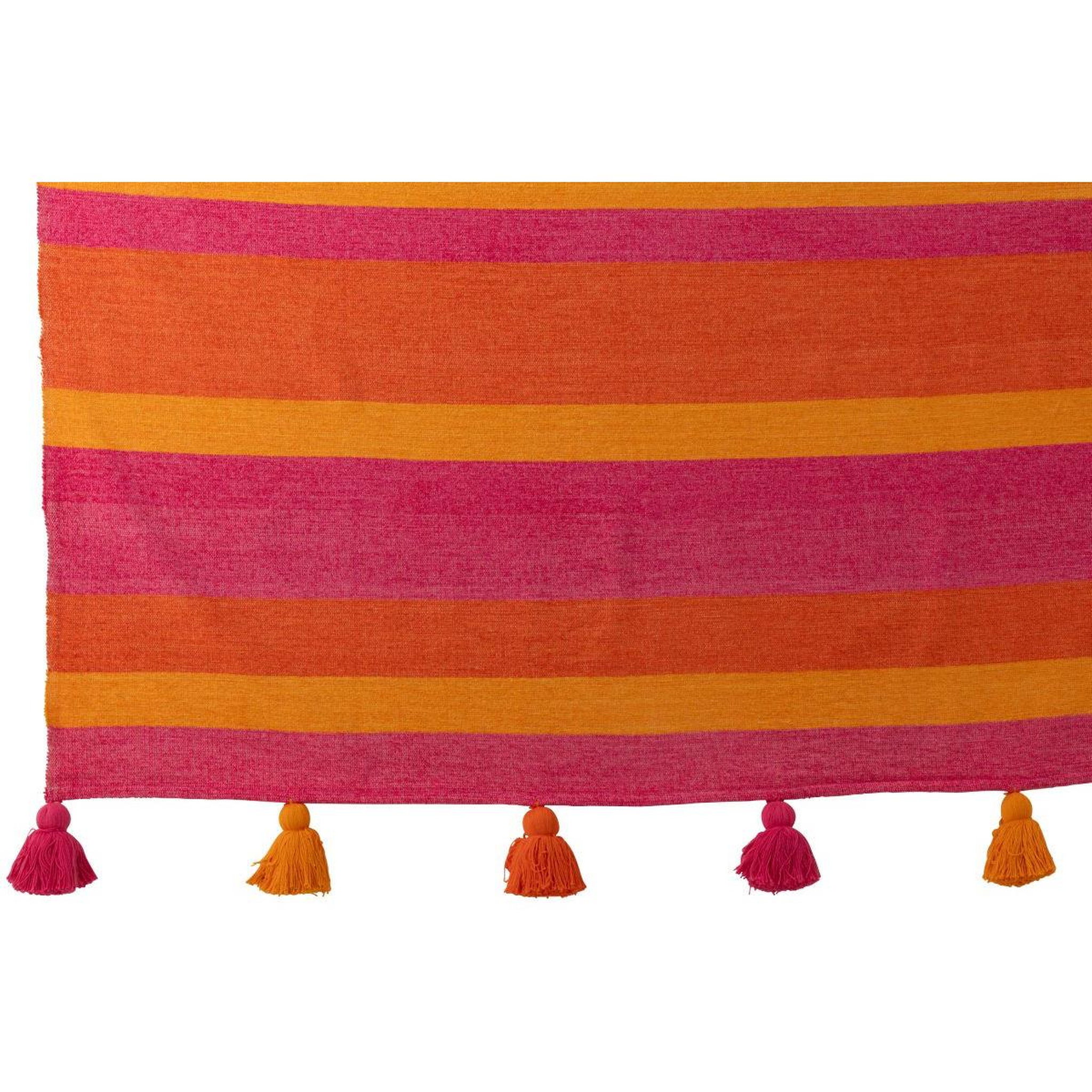 Voir la diapositive 2 : J-LINE Plaid rayé à pompons  polly  130x180cm multicolore