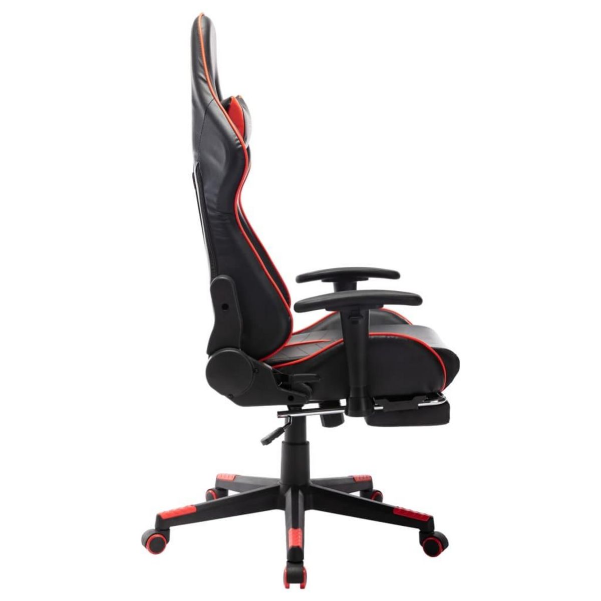 VIDAXL Chaise de jeu avec repose-pied Noir et rouge Cuir artificiel