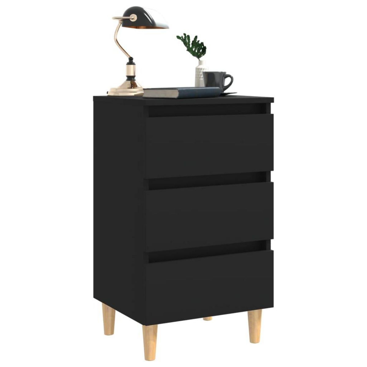 VIDAXL Tables de chevet avec pieds en bois 2 pcs noir 40x35x69 cm