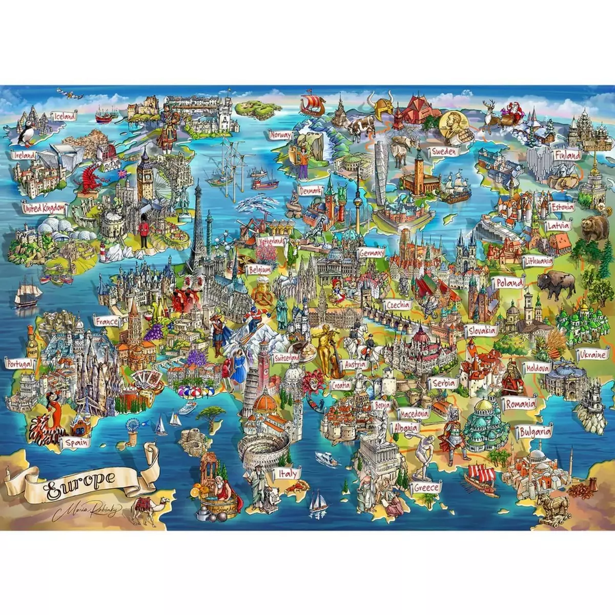 Gibsons Puzzle 1000 pièces : À la découverte de l'Europe