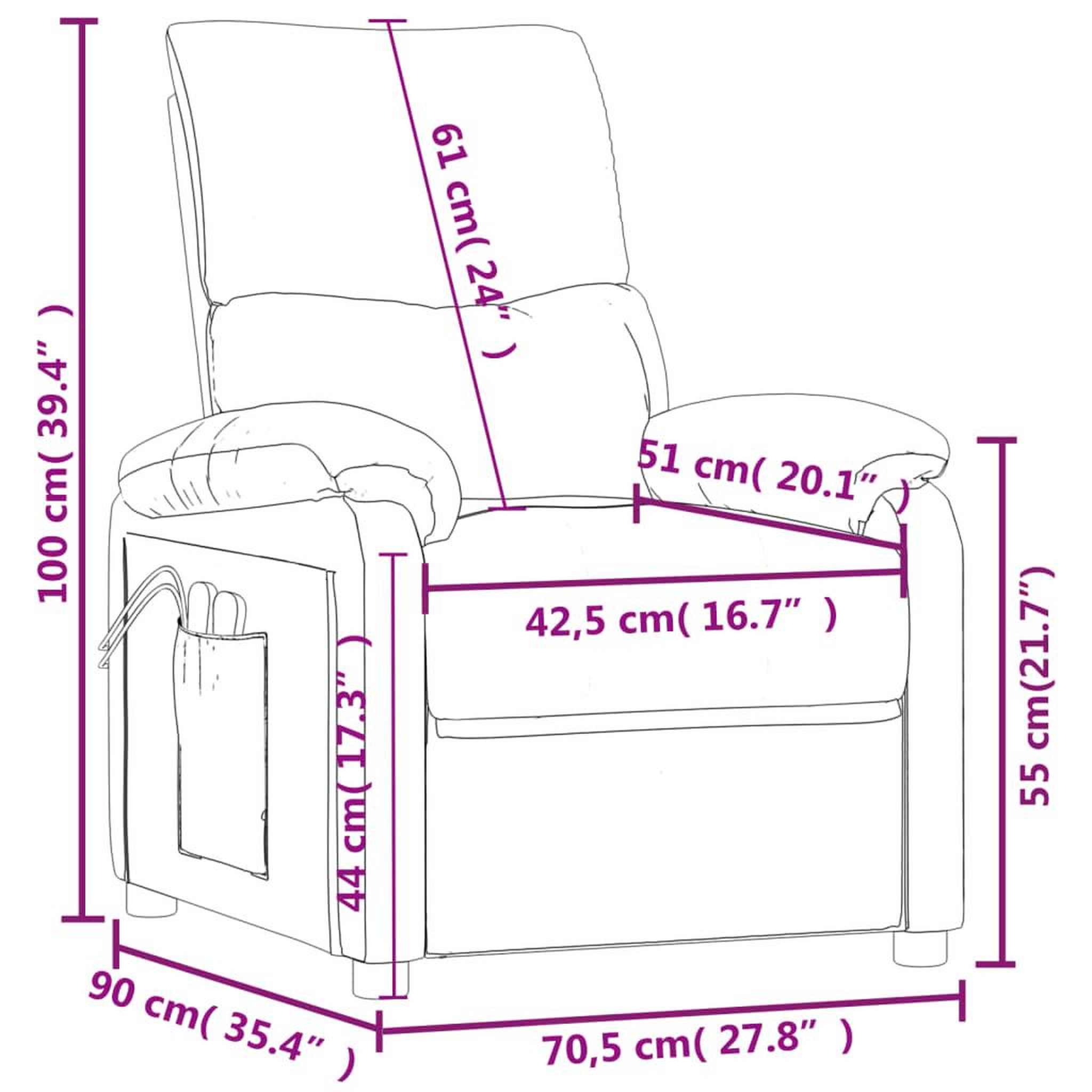 Voir la diapositive 6 : VIDAXL Fauteuil electrique de massage Gris clair Tissu