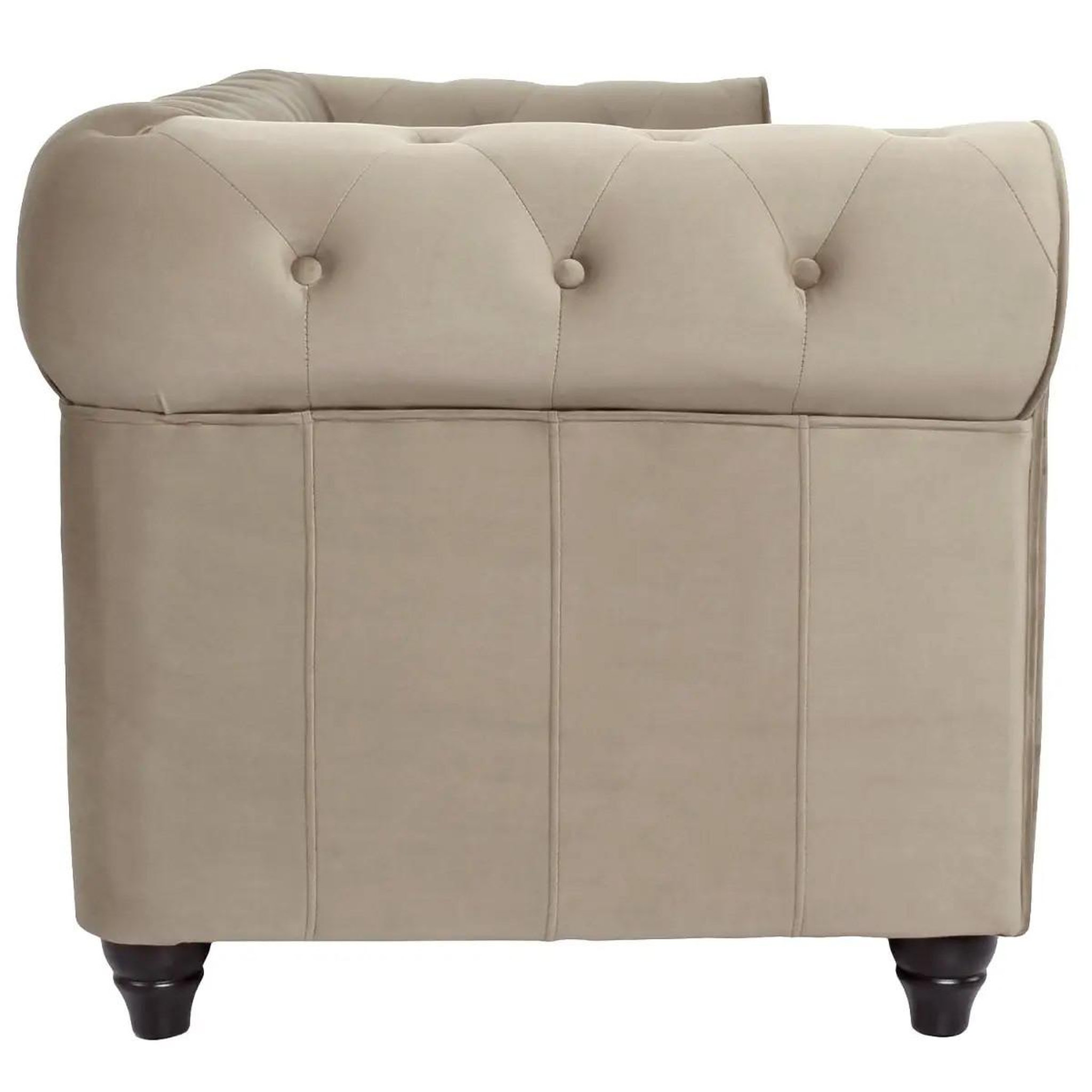 Voir la diapositive 3 : Paris Prix Canapé 3 places velours  chesterfield  209cm taupe