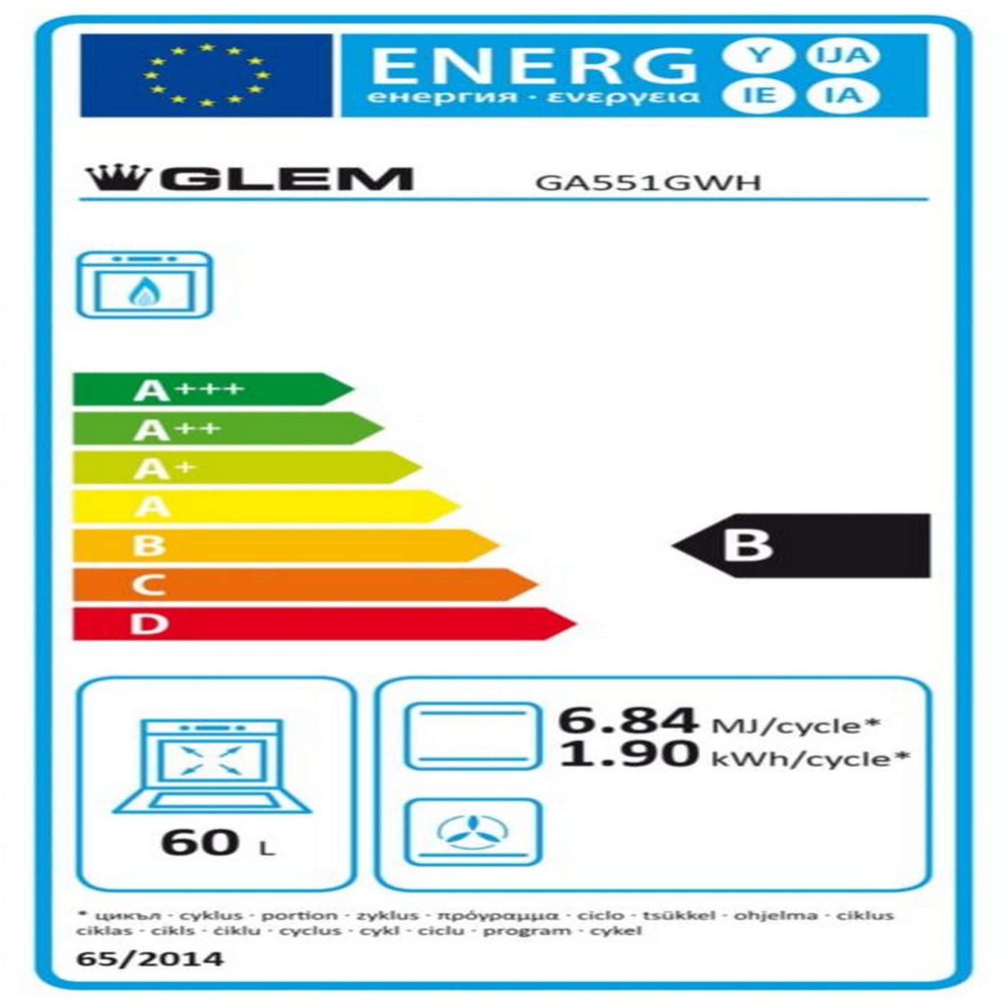 Voir la diapositive 2 : Glem Cuisinière gaz 60l 4 feux blanc - ga551gwh