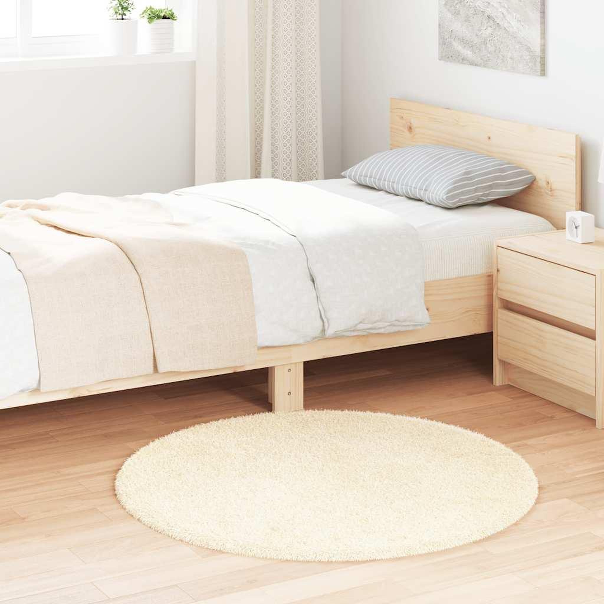 VIDAXL Tapis Shaggy a poils longs NAVARRA creme 100x100 cm polyester