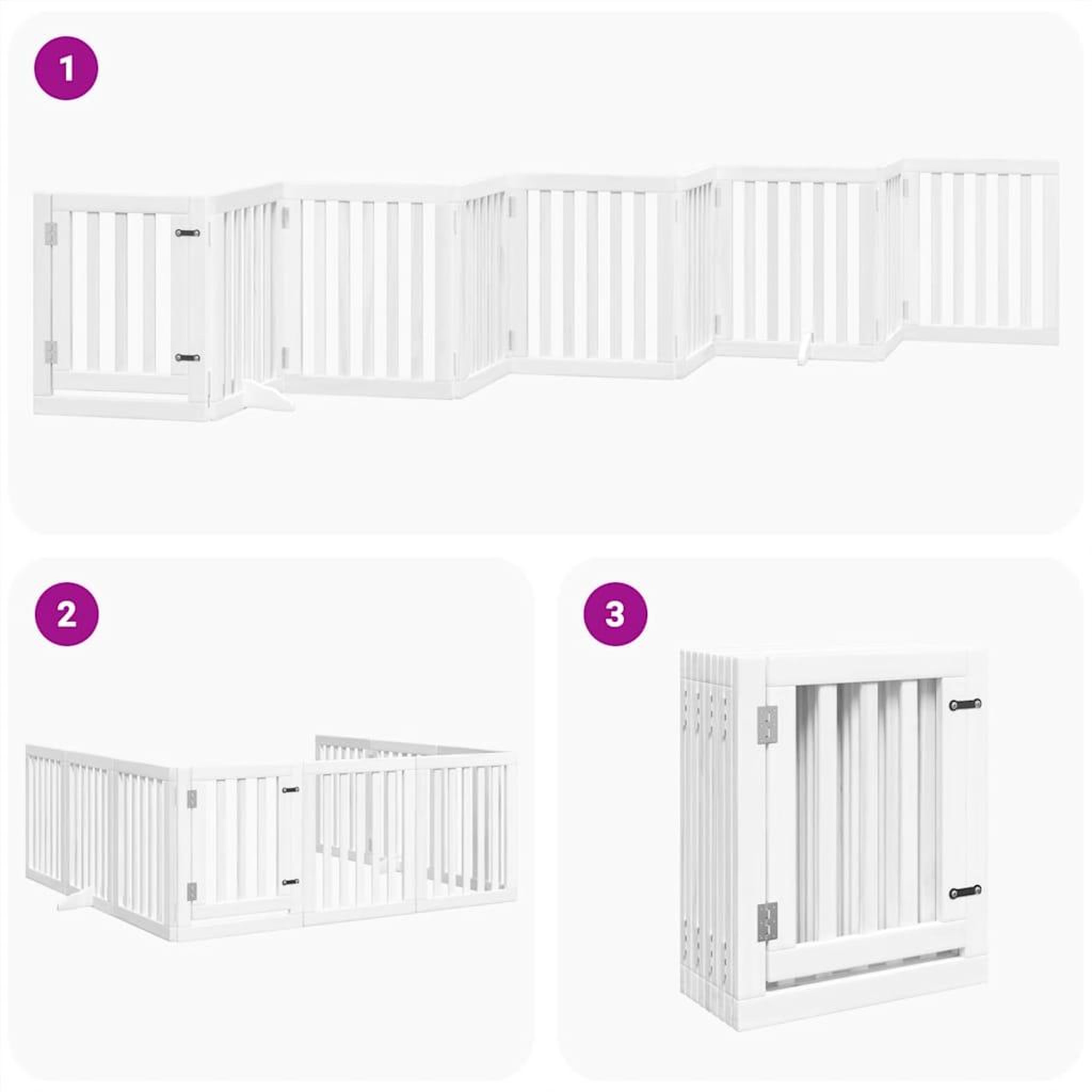 Voir la diapositive 5 : VIDAXL Barriere pour chien porte pliable 9panneaux blanc bois peuplier