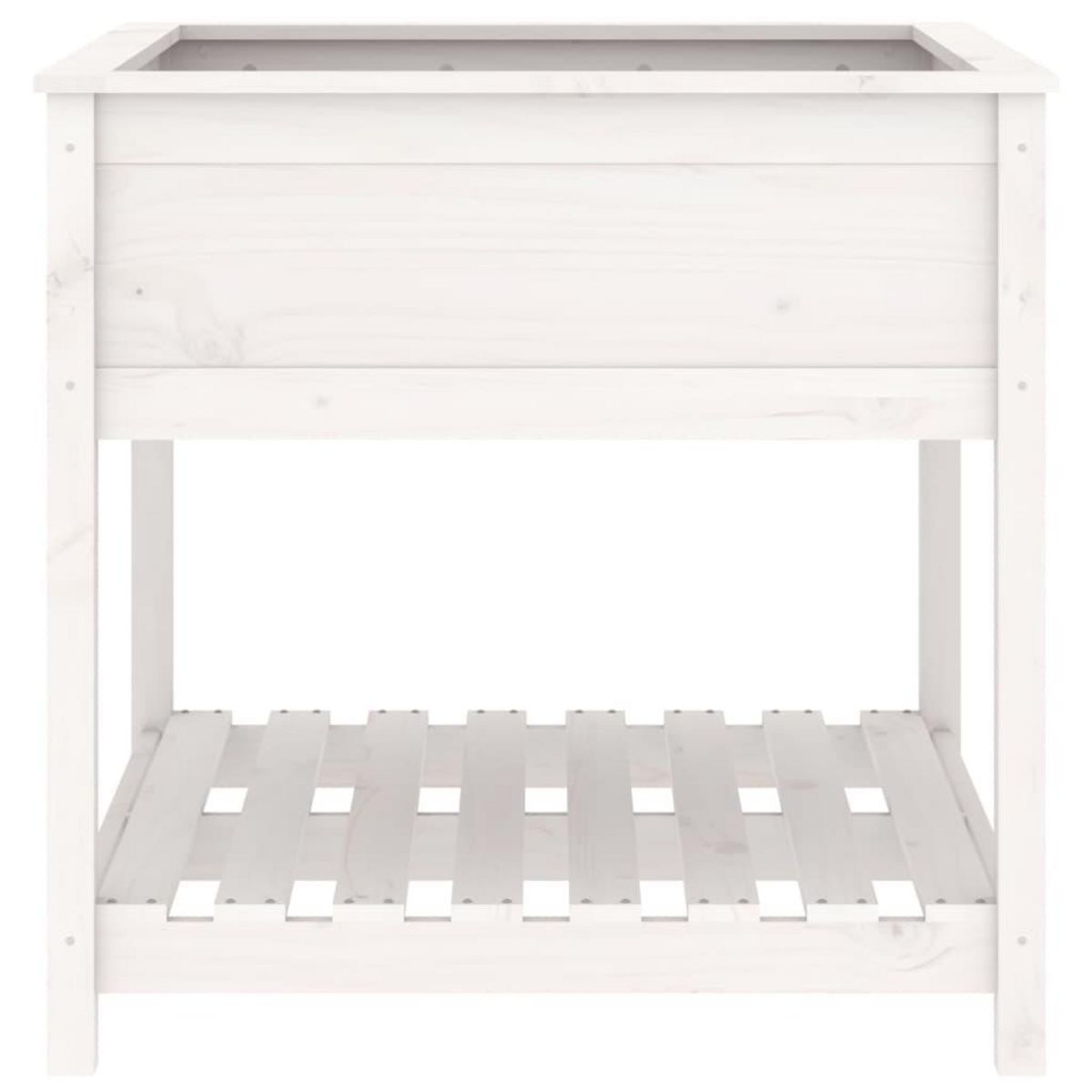 VIDAXL Jardiniere avec etagere Blanc 82,5x82,5x81cm Bois massif de pin