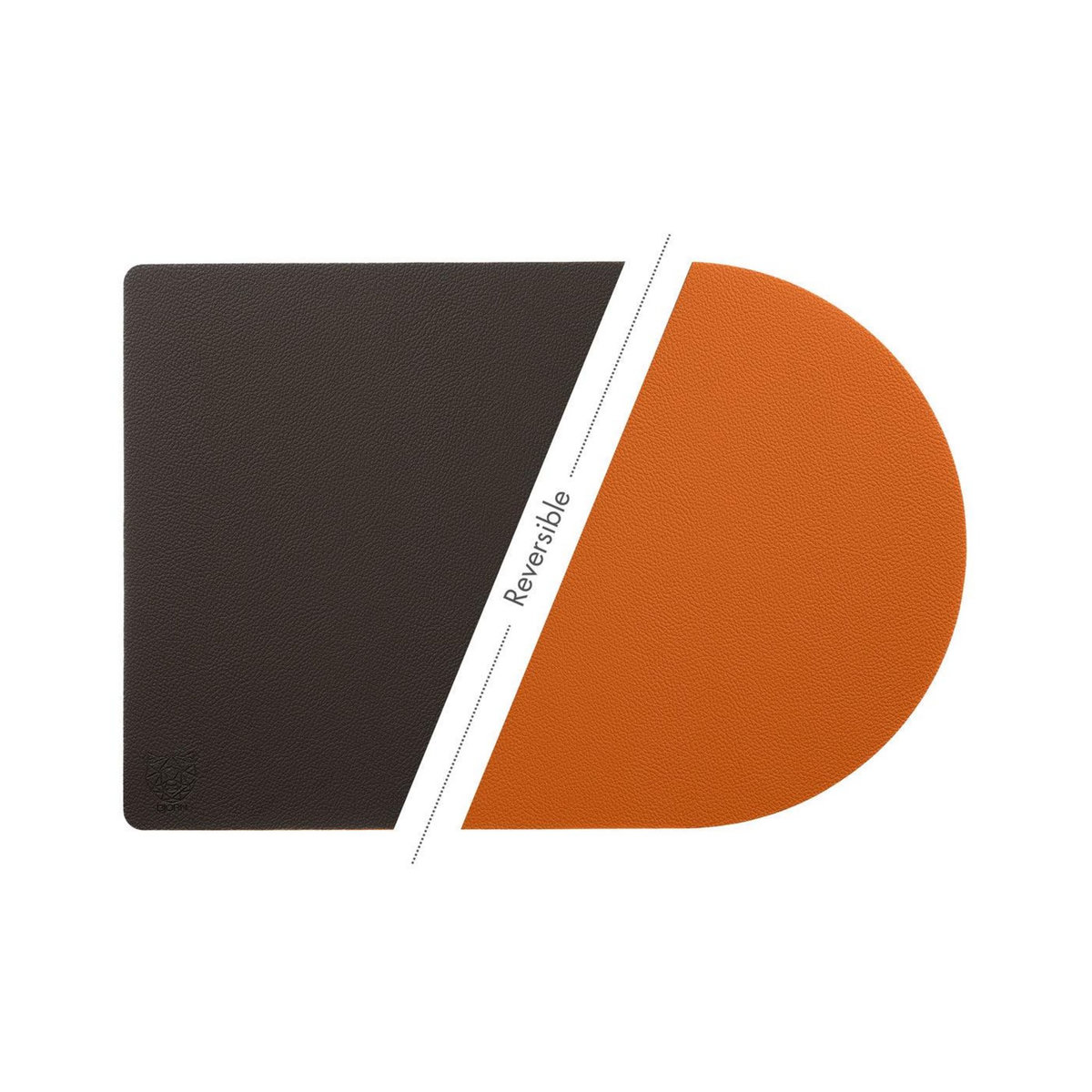 BJORN Set de table rectangovale réversible - 6 pièces - Cuir recyclé orange et chocolat