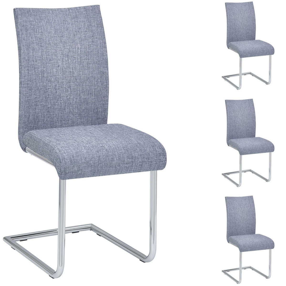 IDIMEX Lot de 4 chaises ALADINO, en tissu gris
