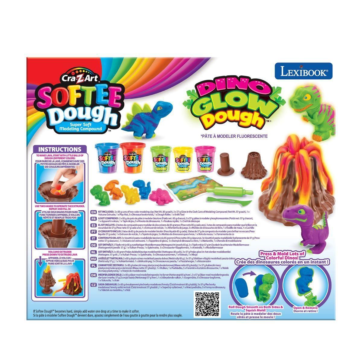 Lexibook Kit de dinosaures en pâte à modeler malléable et fluorescente