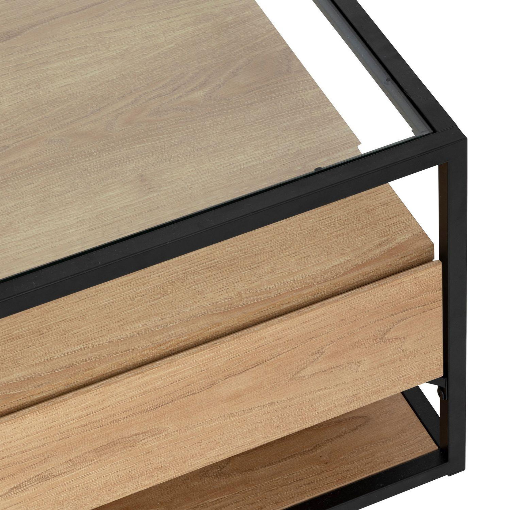 Voir la diapositive 4 : ATMOSPHERA Table basse 2 tiroirs effet bois et verre aldea - beige