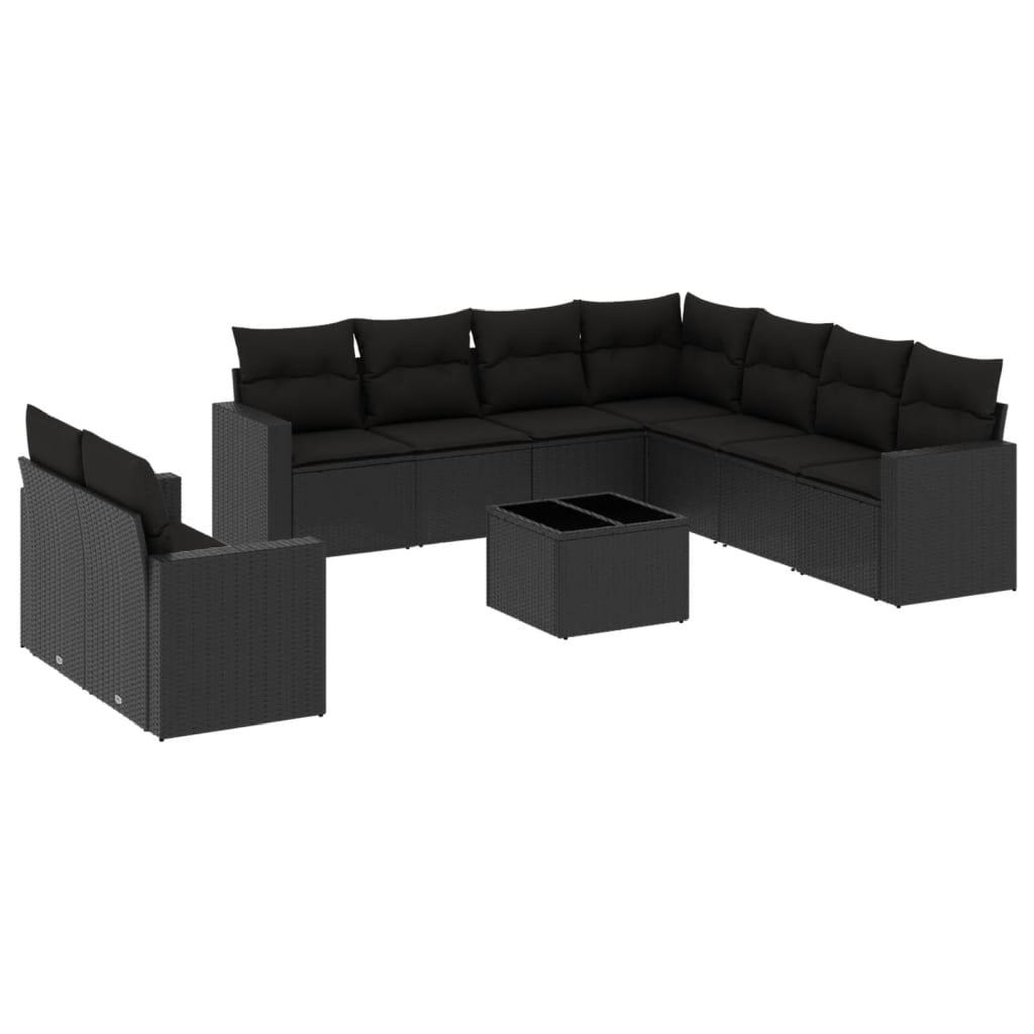 Voir la diapositive 2 : VIDAXL Salon de jardin 10 pcs avec coussins noir resine tressee