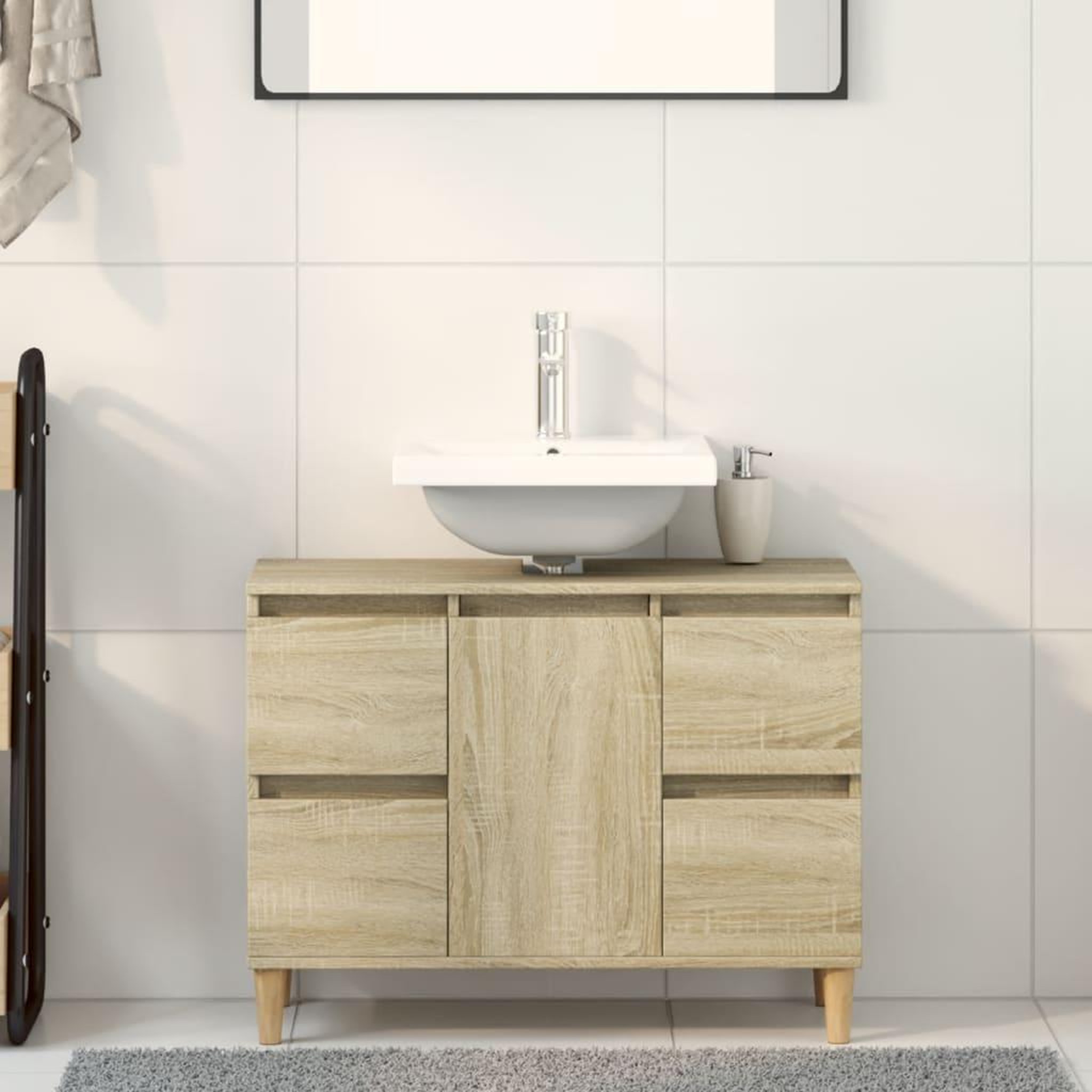 VIDAXL Meuble d'evier chene sonoma 80x33x60 cm bois d'ingenierie