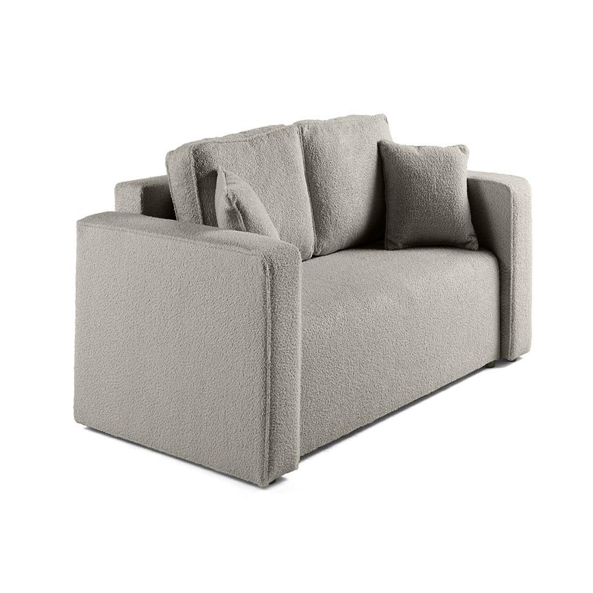 Voir la diapositive 3 : BEST MOBILIER Topaze - canapé droit 2 places - en tissu bouclette