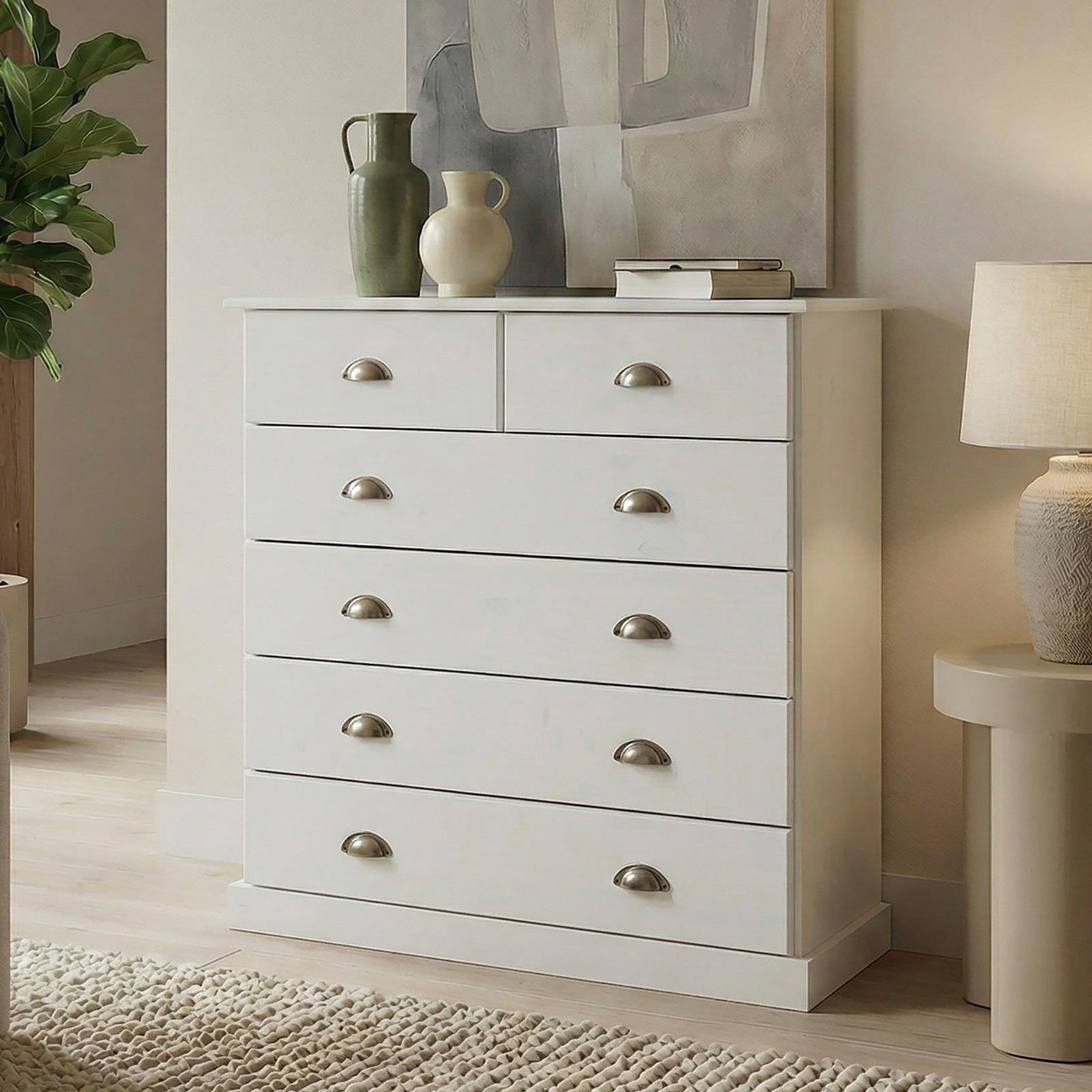 Voir la diapositive 2 : IDIMEX Commode PARIS en pin massif, 6 tiroirs