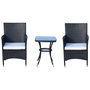 Voir la diapositive 4 : OUTSUNNY Ensemble salon de jardin 2 places : 2 fauteuils et table basse plateau verre trempé résine tressée 4 fils imitation rotin avec coussins noir