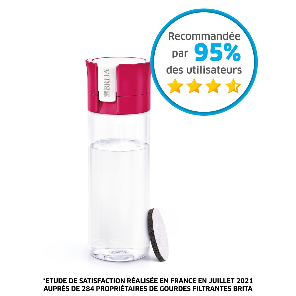 BRITA Gourde filtrante active rose +  1 filtre MicroDisc inclus         