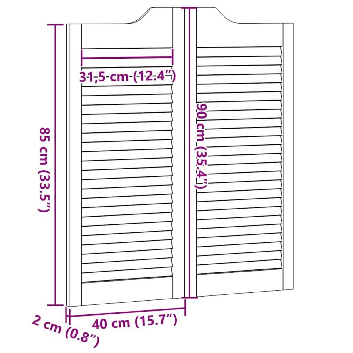 VIDAXL Portes battantes a persiennes 1paire 90x80 cm bois massif Pin