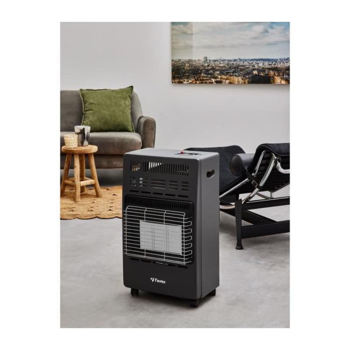 FAVEX Chauffage d'appoint infrarouge au gaz butane KERN - Allumage par piezo - Surface de chauffe jusqu'a 40 m² - 3 niveaux de puissa