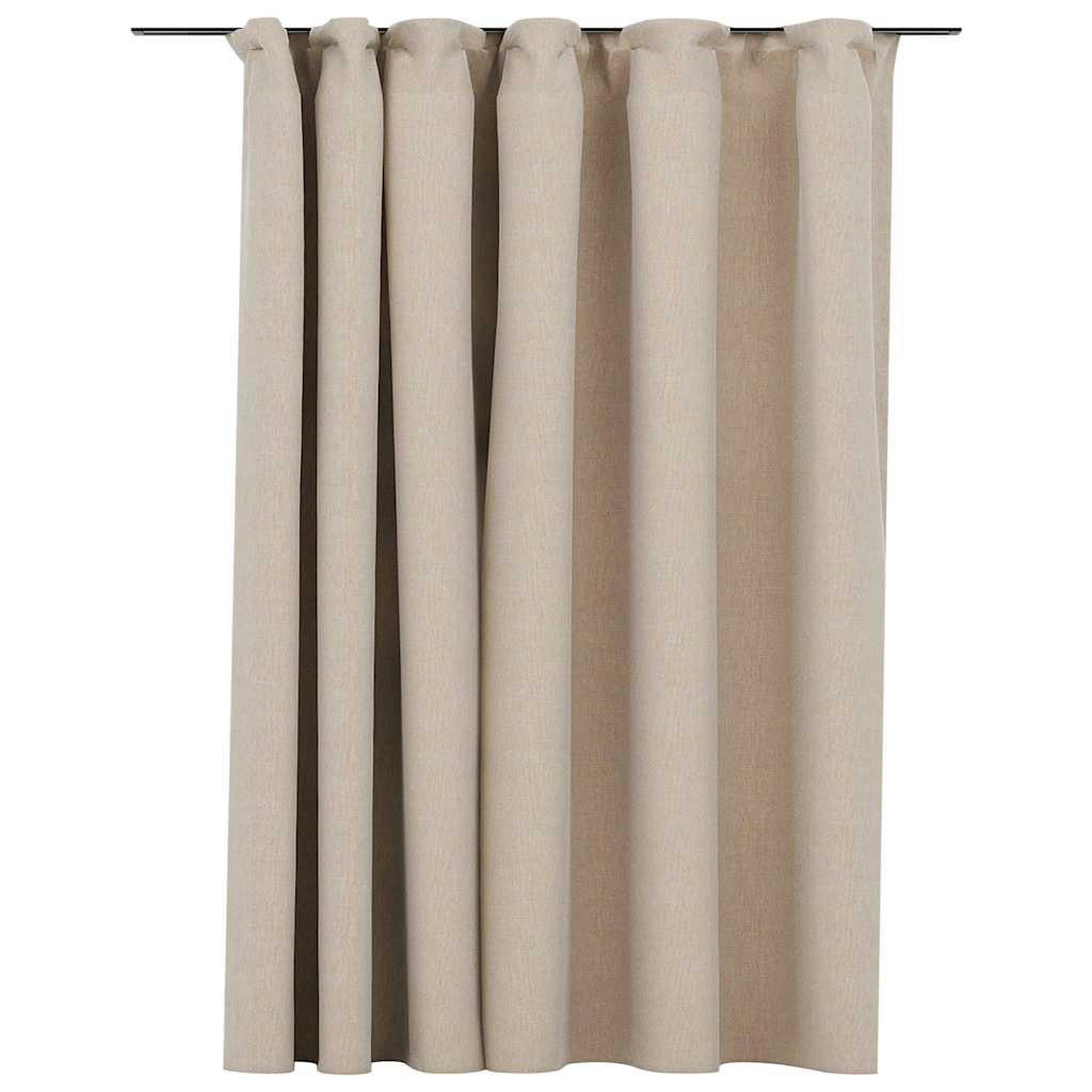 Voir la diapositive 2 : VIDAXL Rideau occultant d'aspect de lin avec crochets beige 290x245 cm
