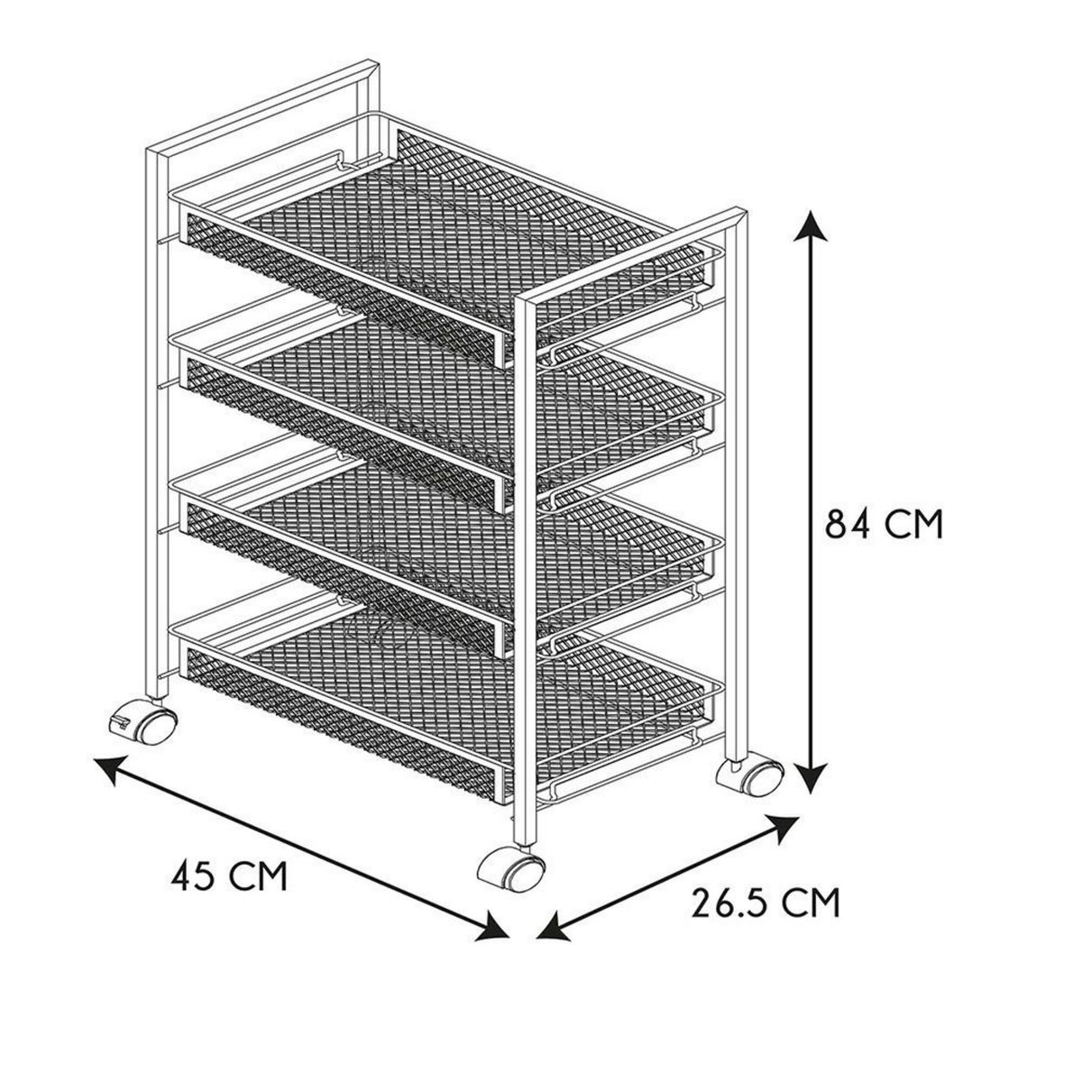 The Home Deco Factory Desserte à roulettes 4 niveaux