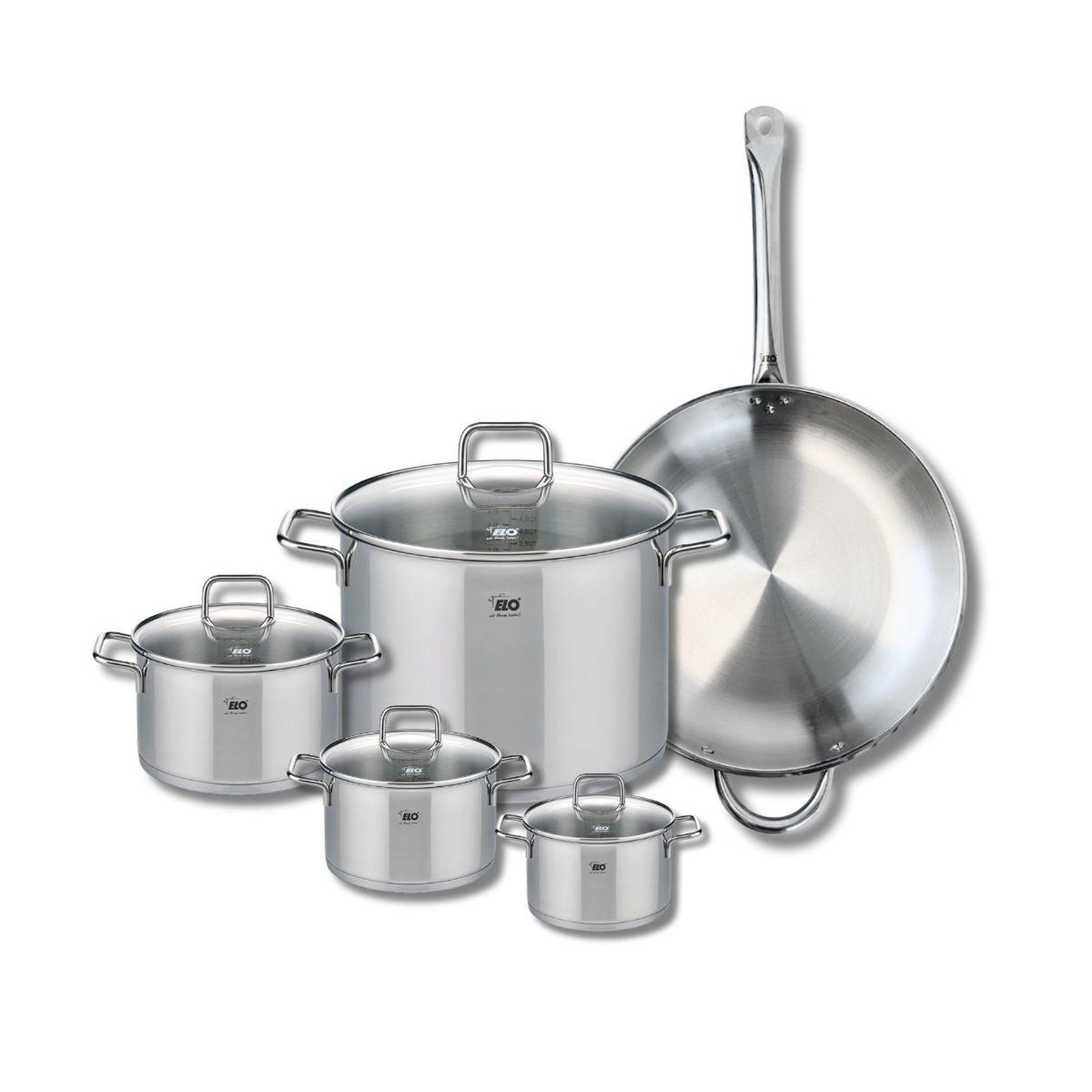 ELO Set de 1 poêle de cuisson 32 cm et 4 faitouts 12, 14, 16 et 26 cm elo profi citrin