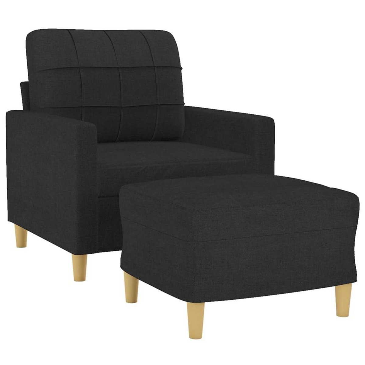 VIDAXL Fauteuil avec repose-pied Noir 60 cm Tissu