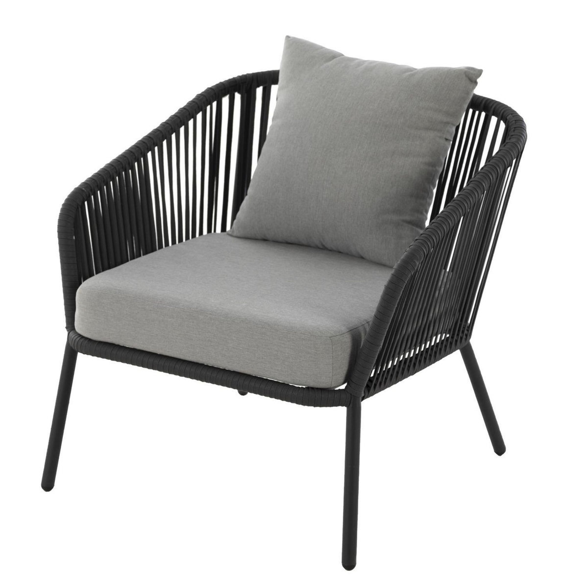 HESPERIDE Salon de jardin design mailles Dadia - 5 Places - Ivoire et gris