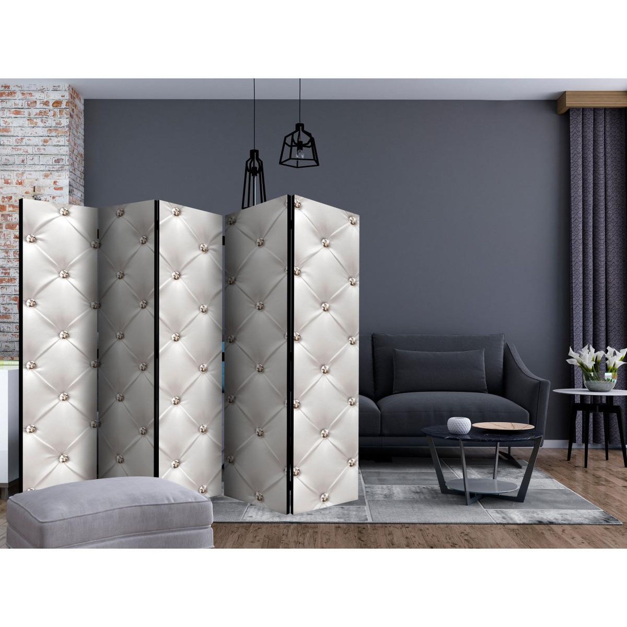Voir la diapositive 2 : Paris Prix Paravent 5 volets  white elegance  172x225cm