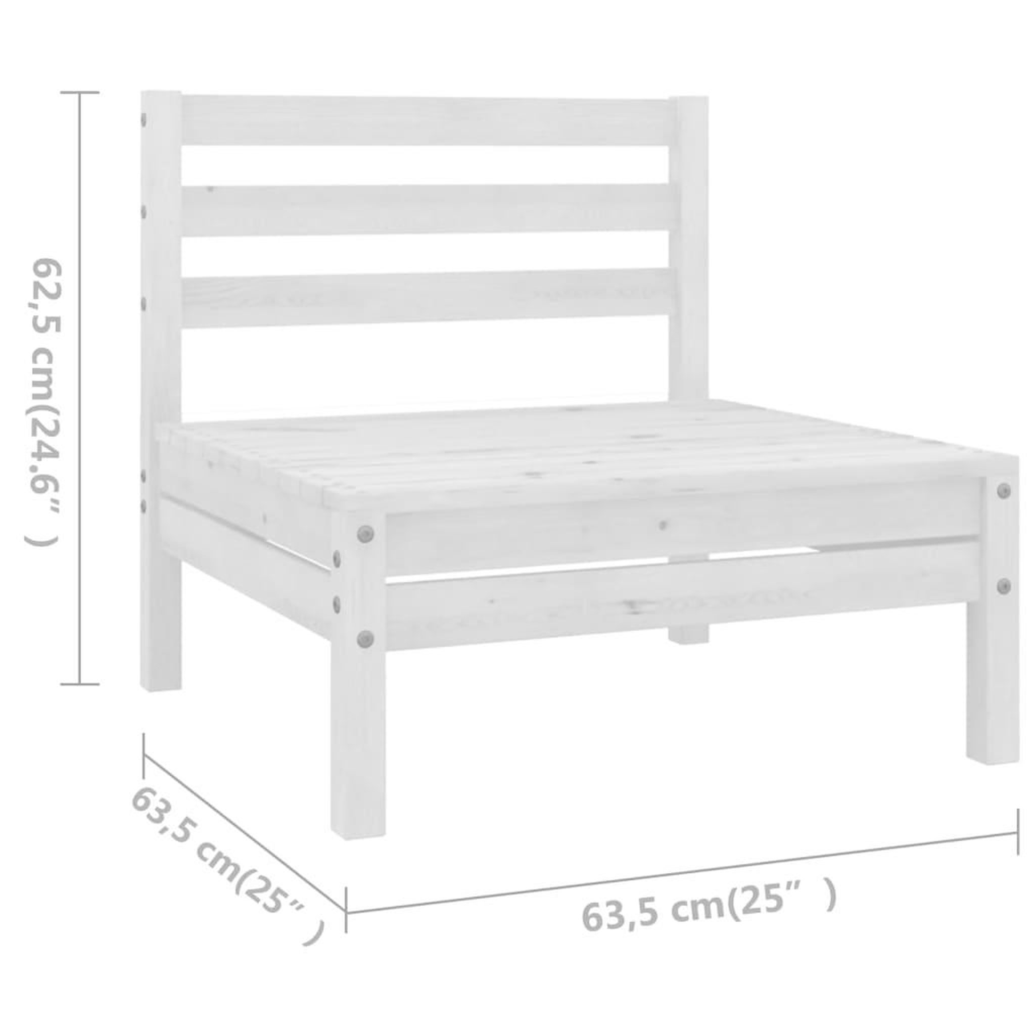 Voir la diapositive 6 : VIDAXL Salon de jardin 5 pcs Bois de pin massif Blanc