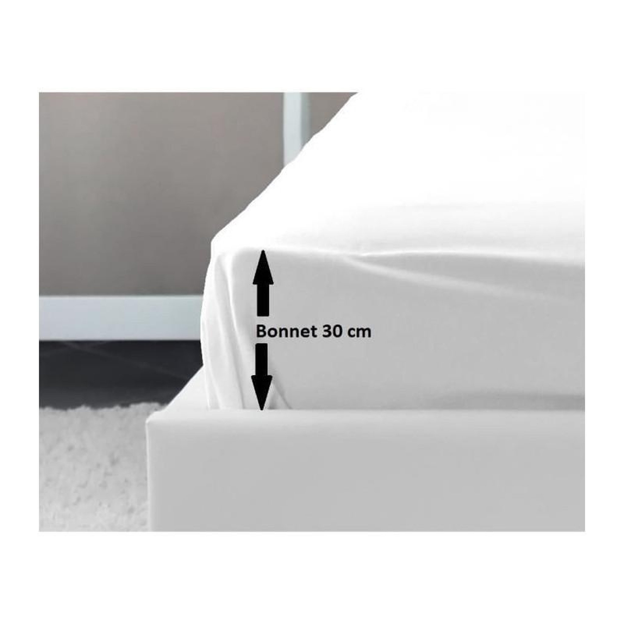 LOVELY HOME LOVELY HOME Drap Housse 100% coton 180x200x30 cm blanc