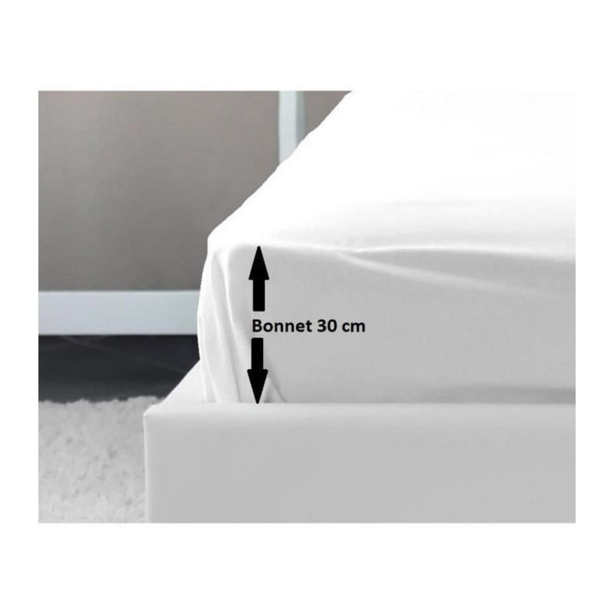 LOVELY HOME LOVELY HOME Drap Housse 100% coton 180x200x30 cm blanc