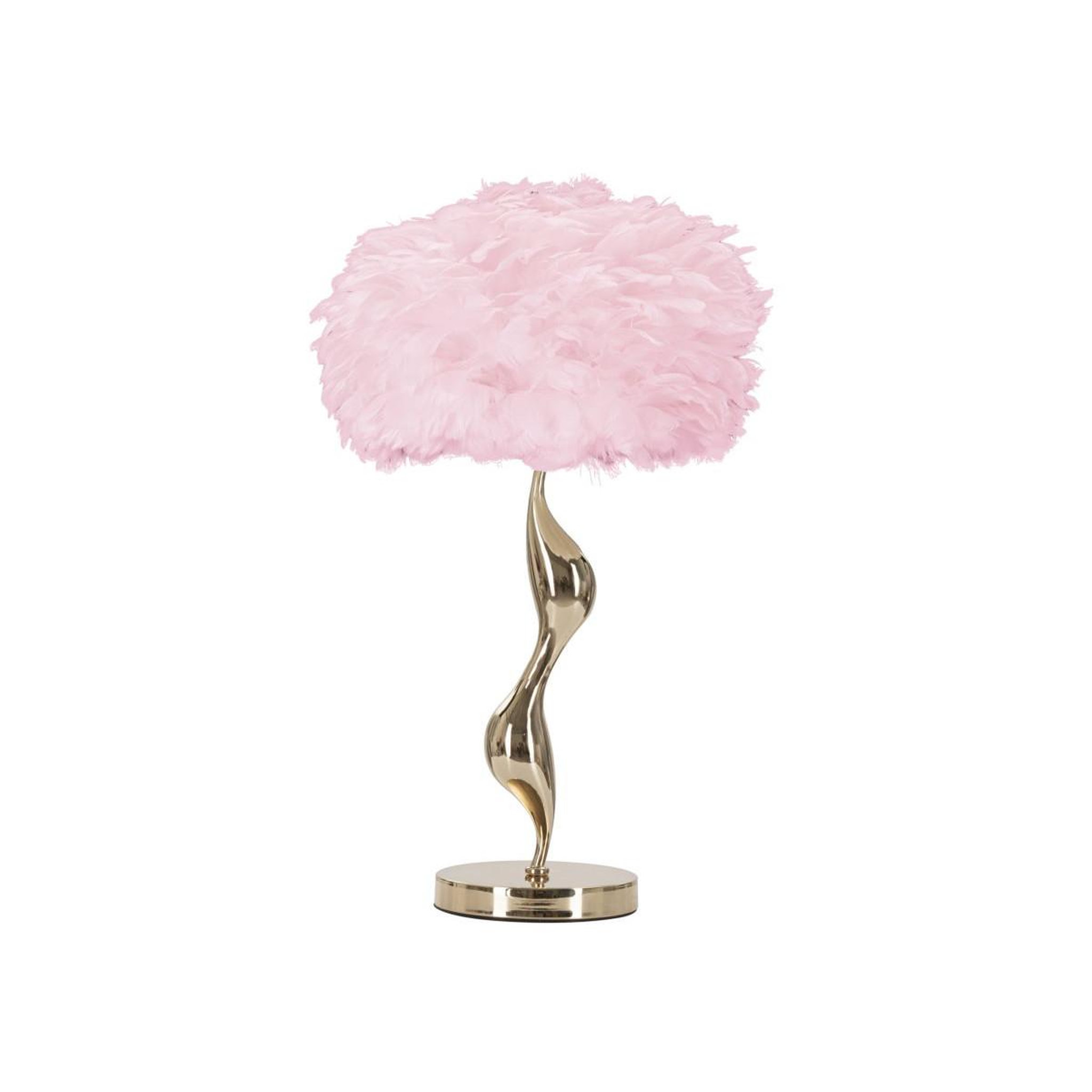 Paris Prix Lampe à poser imitation plume  slim  63cm or & rose