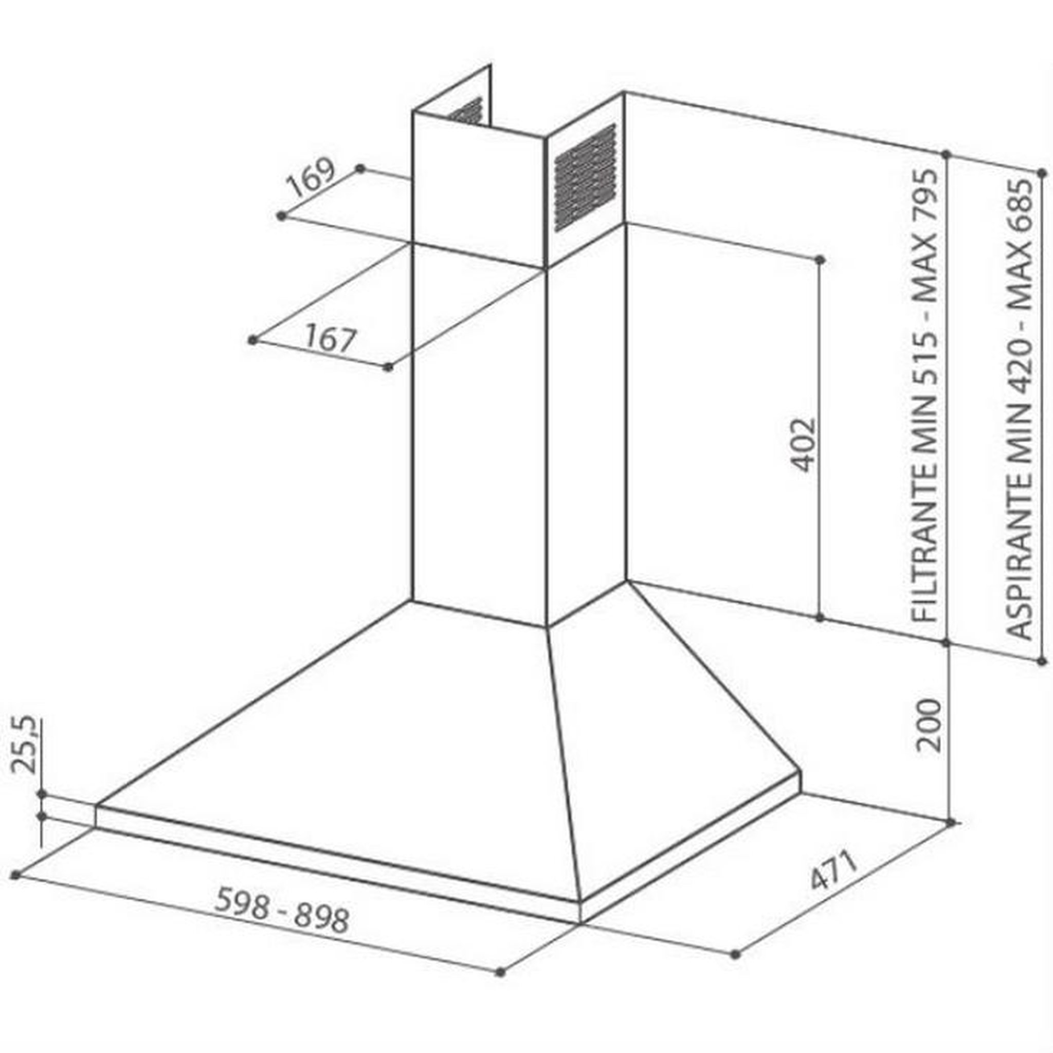 Voir la diapositive 3 : faber Hotte décorative murale 60cm 370m3/h inox - 5605281