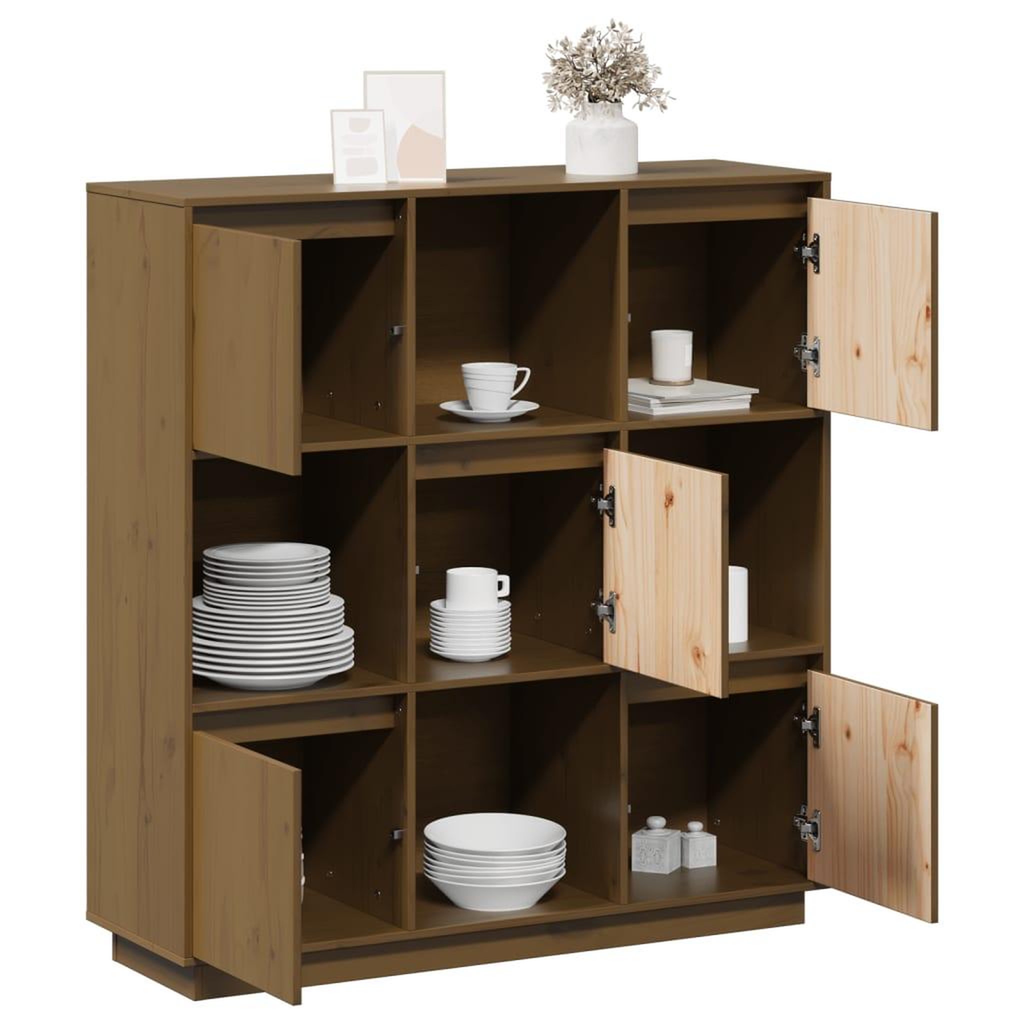 Voir la diapositive 5 : VIDAXL Buffet Marron miel 110,5x35x117 cm Bois massif de pin