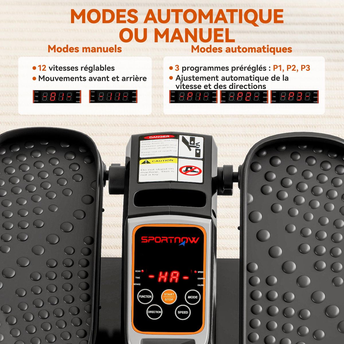 HOMCOM Mini Vélo elliptique 12 vitesses mode manuel & auto 3 programmes télécommande écran LCD