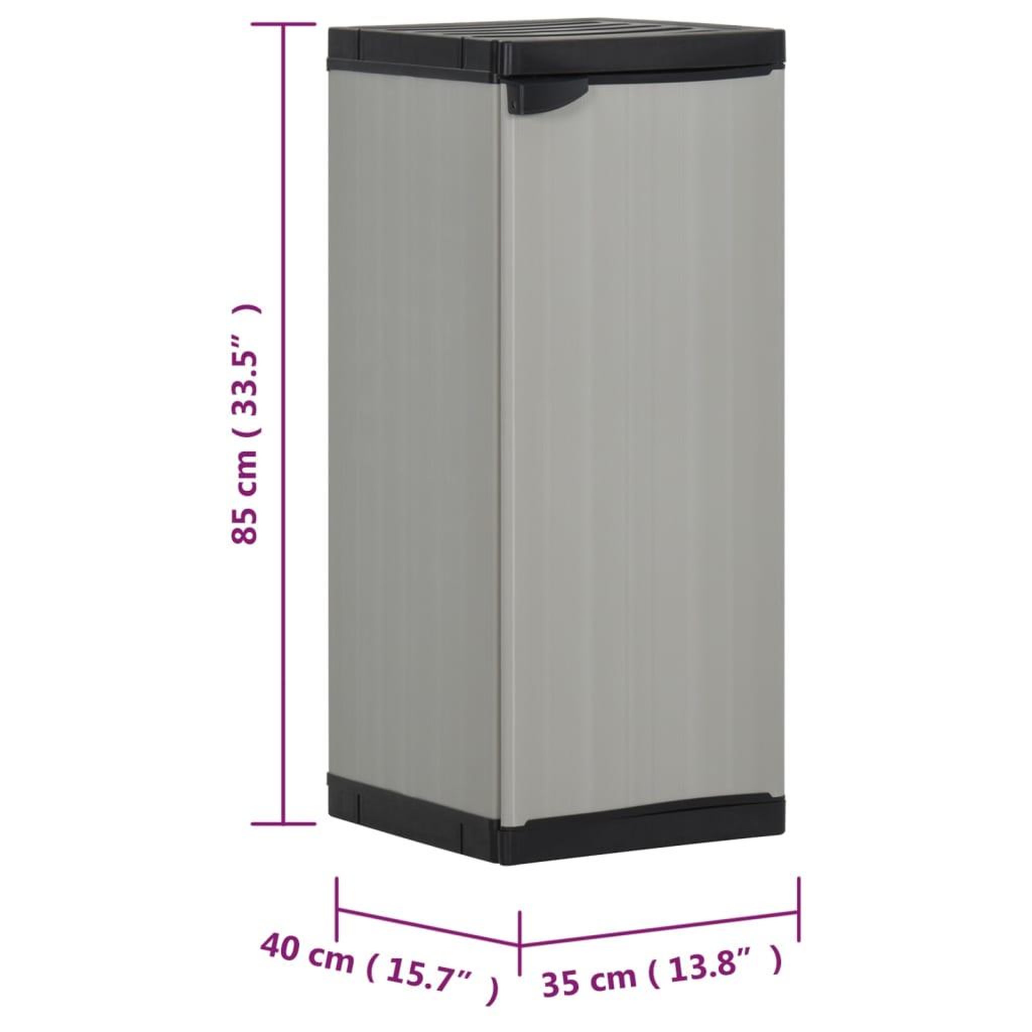 Voir la diapositive 6 : VIDAXL Armoire de rangement de jardin 1 etagere gris/noir 35x40x85 cm