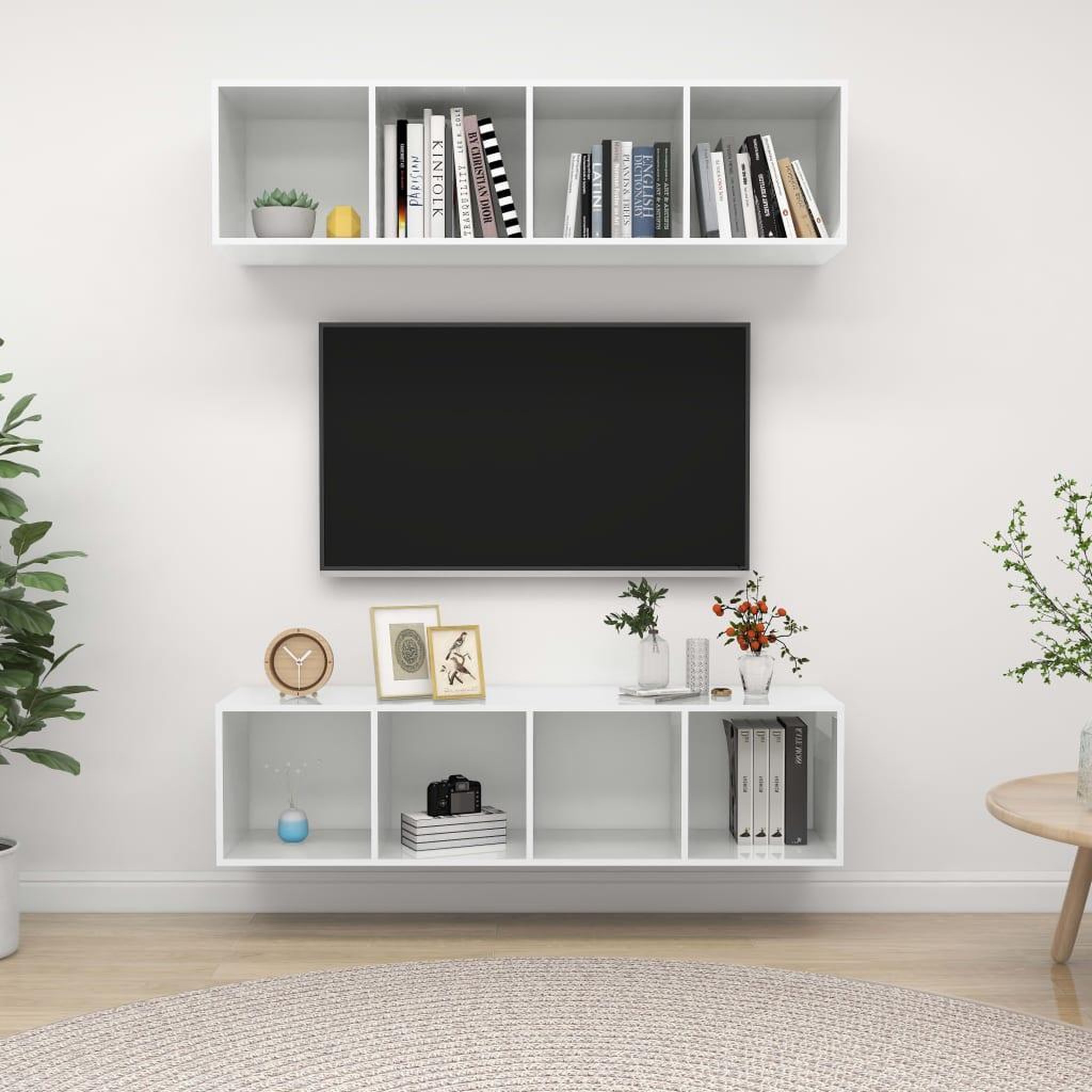 Voir la diapositive 1 : VIDAXL Meubles TV muraux 2 pcs Blanc brillant Bois d'ingenierie