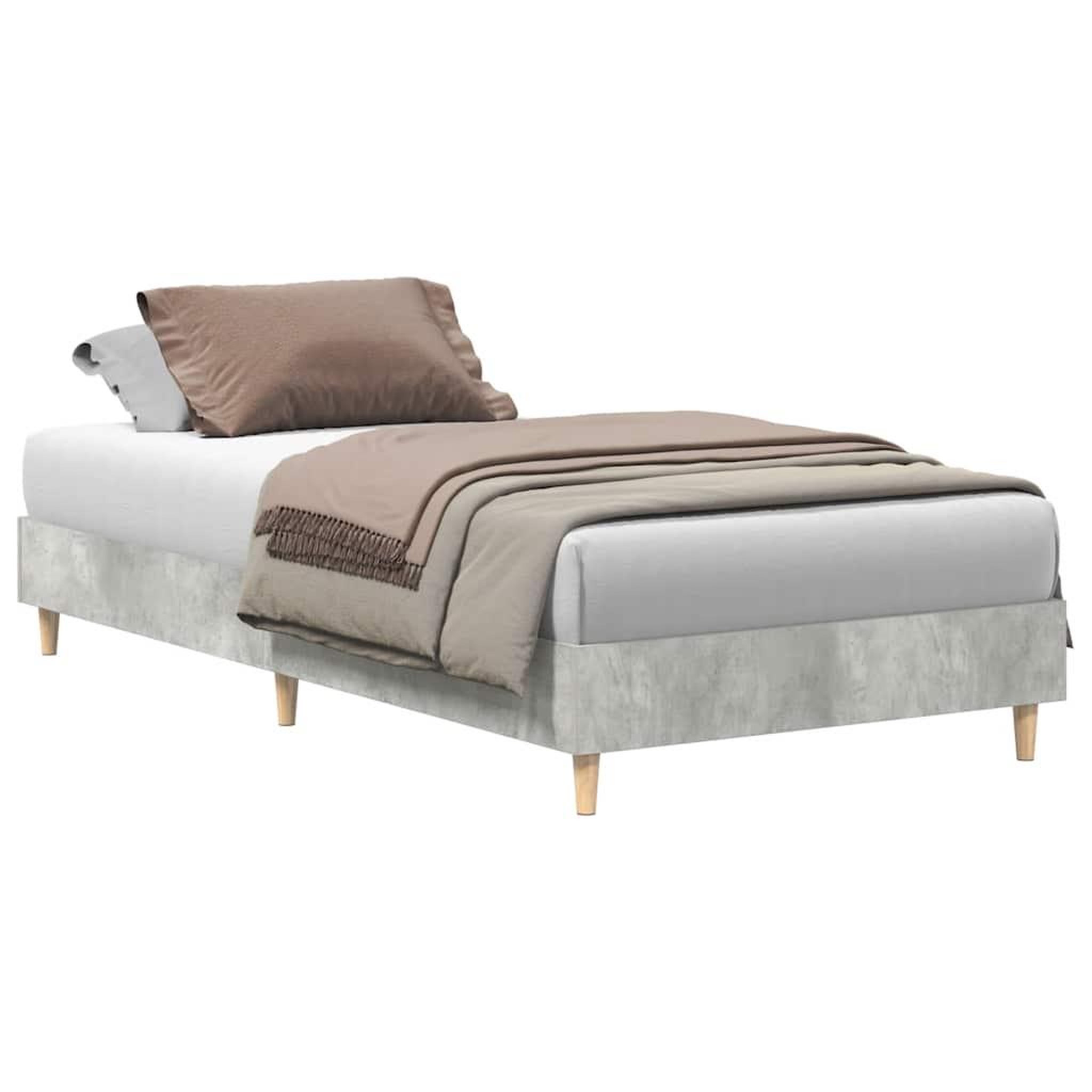 Voir la diapositive 2 : VIDAXL Cadre de lit sans matelas gris beton 75x190cm bois d'ingenierie