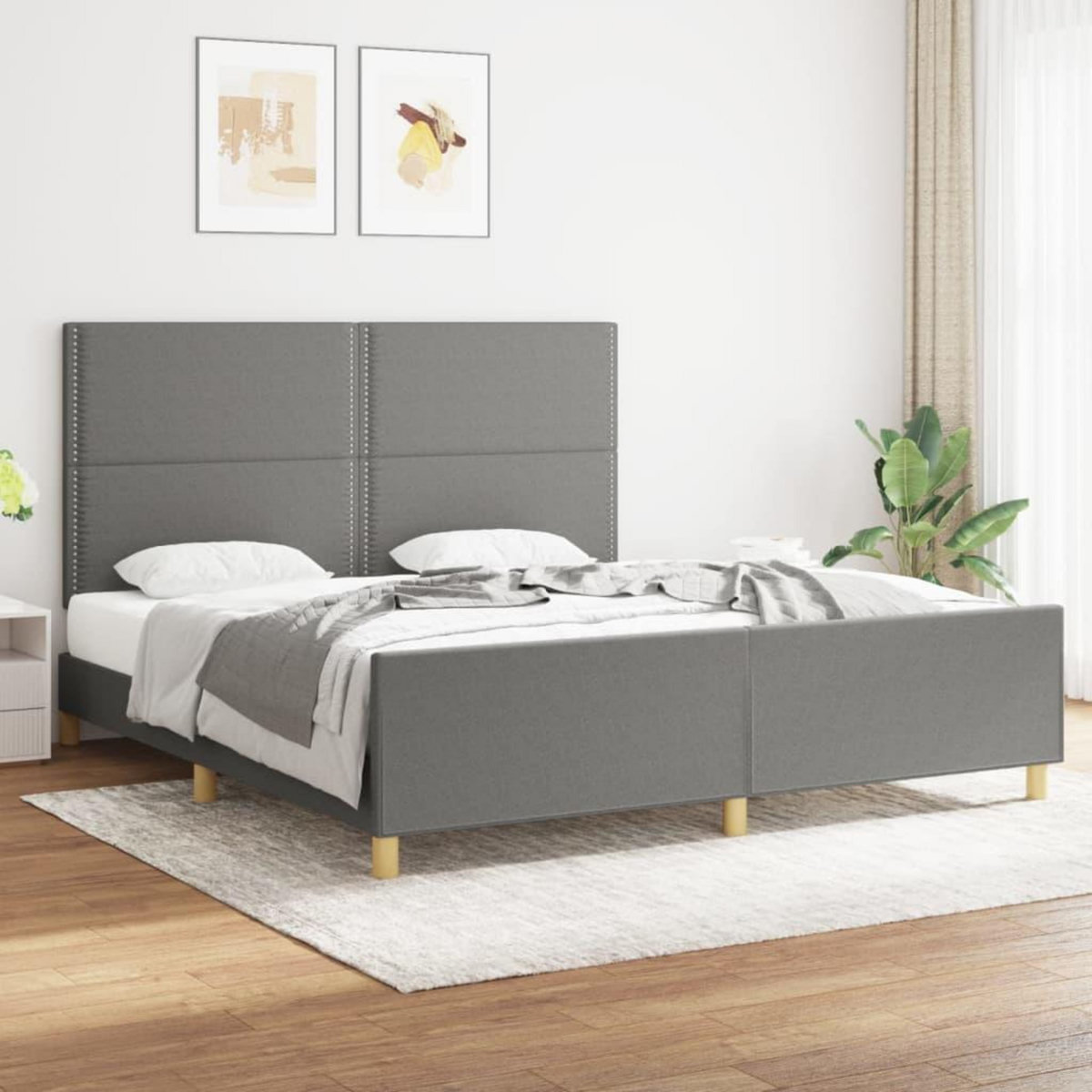 VIDAXL Cadre de lit sans matelas gris fonce 180x200 cm tissu