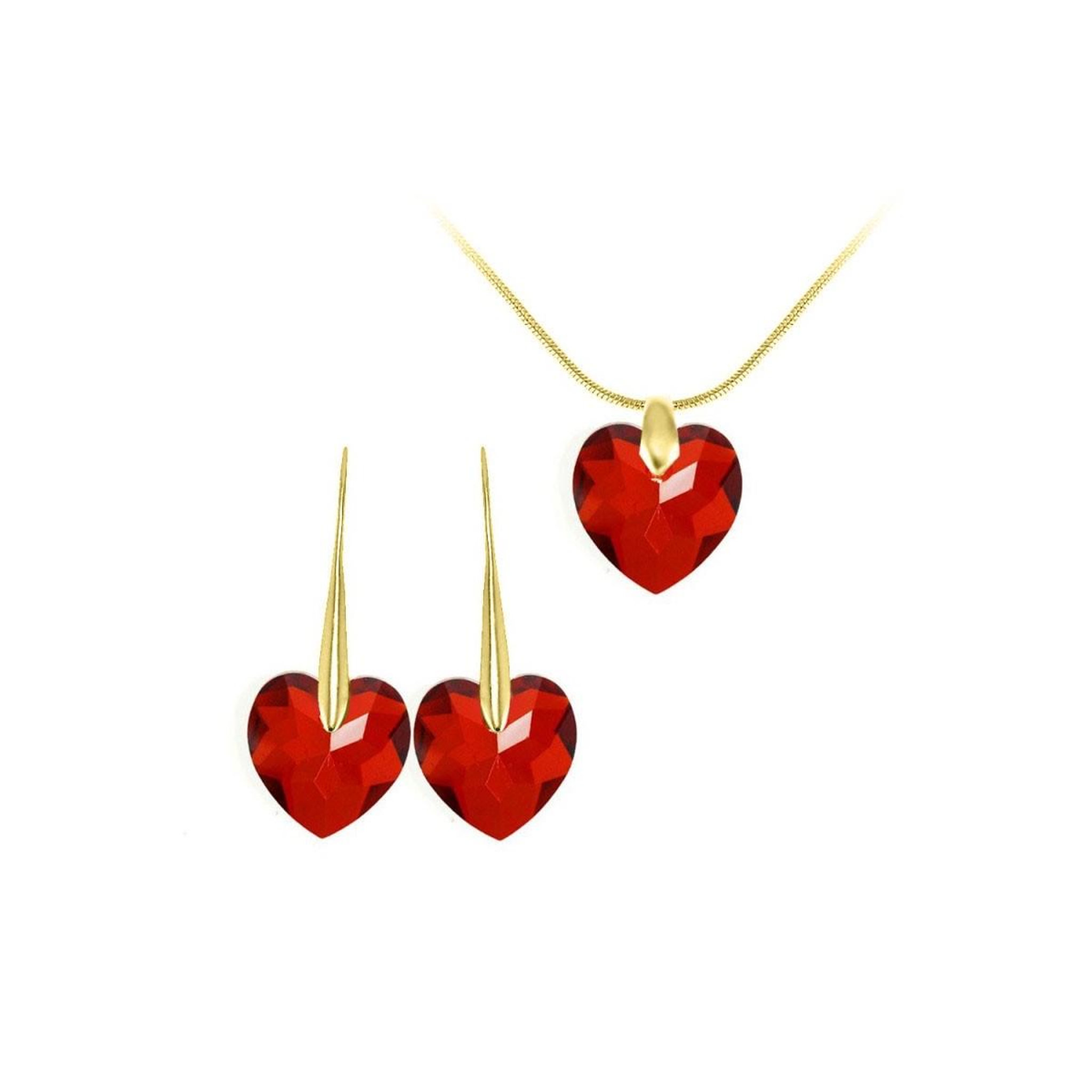 SC BOHEME Parure collier et boucles d'oreilles coeurs SC Bohème orneés de Cristaux scintillants