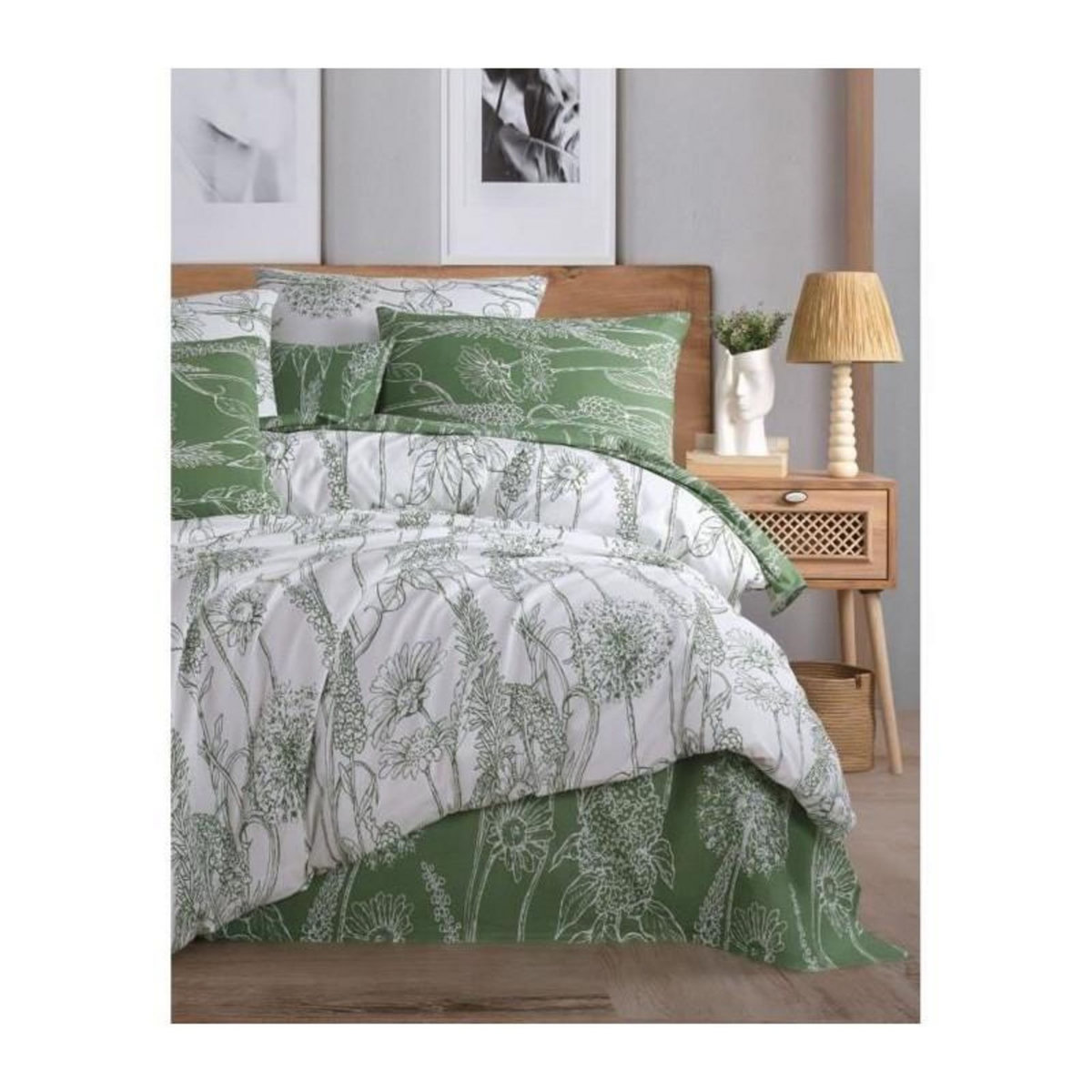 GENERIQUE Parure de lit - 1 housse de couette 220 x 240 cm + 2 taies d'oreiller 60 x 60 cm - 100% coton renforcé - Blanc