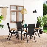 VIDAXL Ensemble a manger de jardin 5 pcs noir et marron