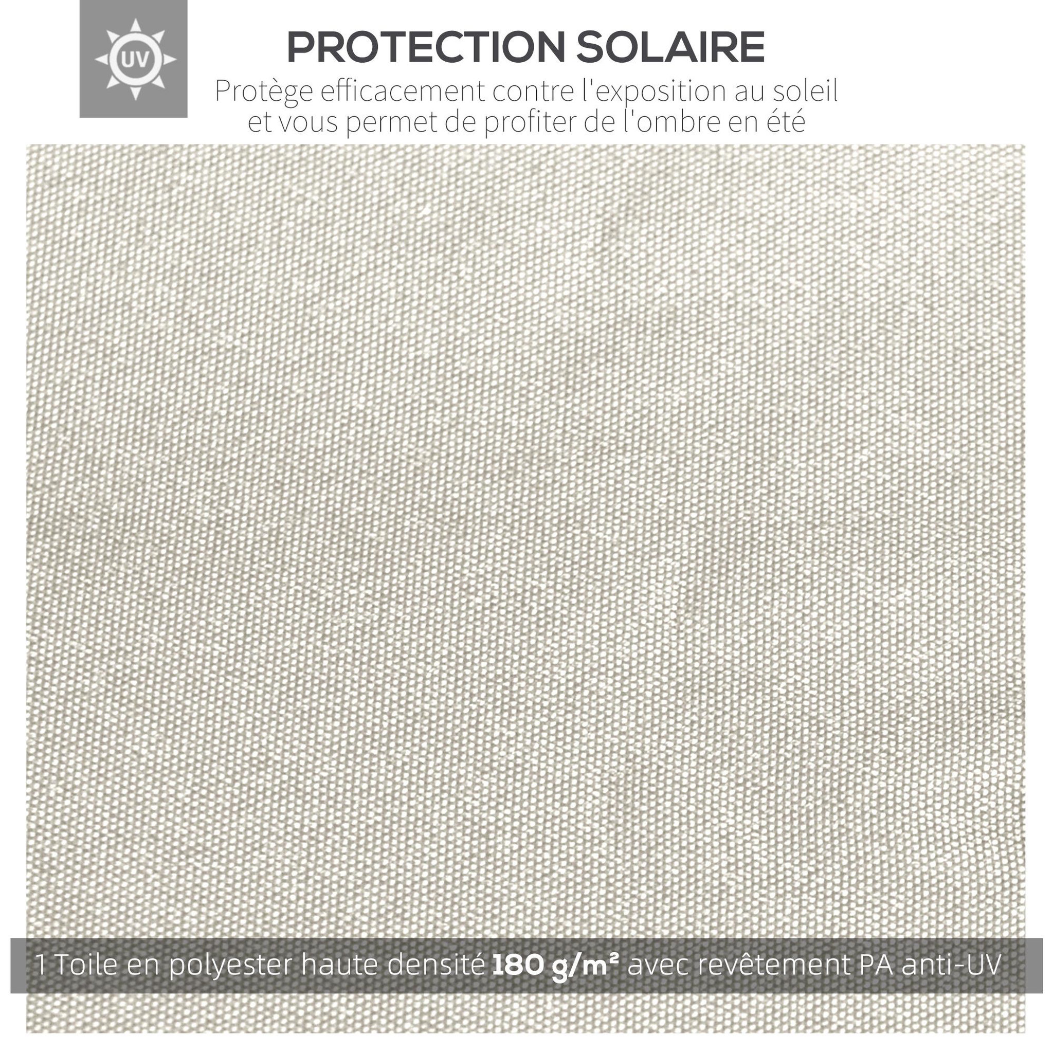 Voir la diapositive 4 : OUTSUNNY Toile de rechange pour pavillon tonnelle tente 3 x 3 m polyester haute densité 180 g/m² revêtement PA anti-UV crème