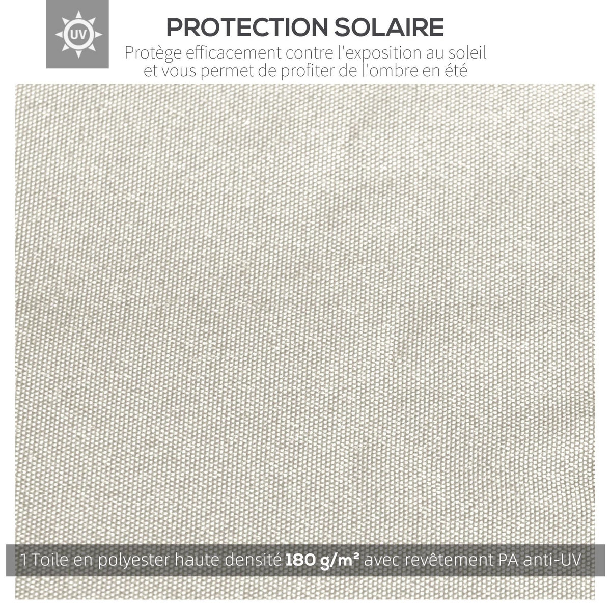 OUTSUNNY Toile de rechange pour pavillon tonnelle tente 3 x 3 m polyester haute densité 180 g/m² revêtement PA anti-UV crème
