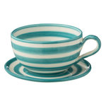 Paris Prix Tasse Avec Sous-Tasse en Céramique  Granada Rayure  50cl Bleu Aqua