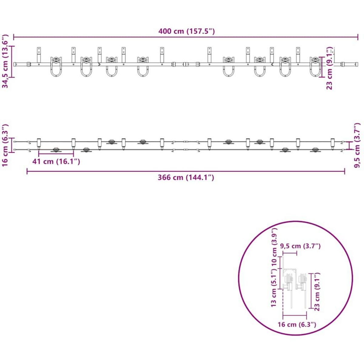 VIDAXL Kit de quincaillerie de porte coulissante 400 cm acier noir